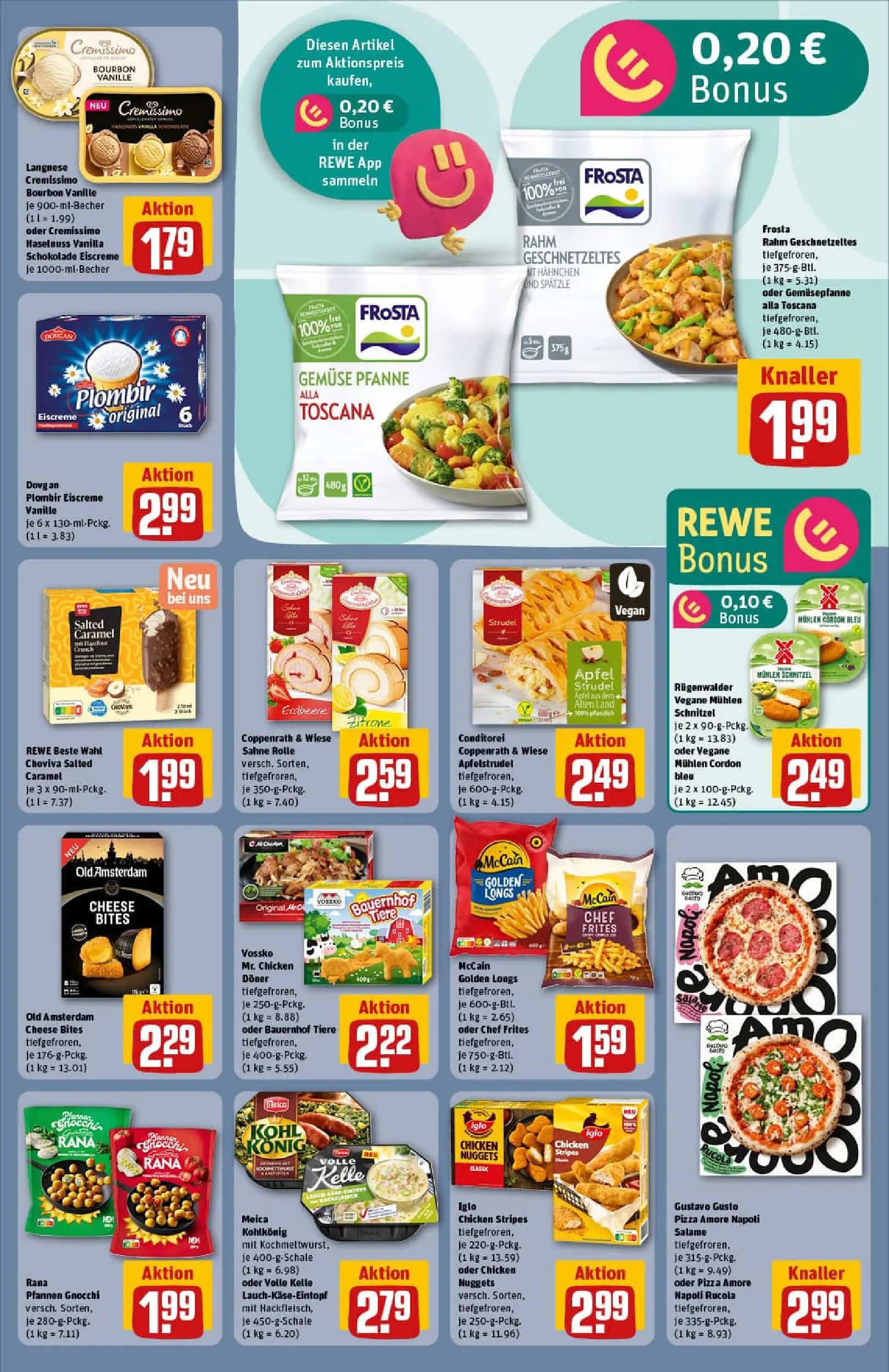 REWE Prospekt ab 04.01.2026 zum Blättern » Angebote | Seite: 15 | Produkte: Langnese cremissimo, Cremissimo, Schnitzel, Frosta