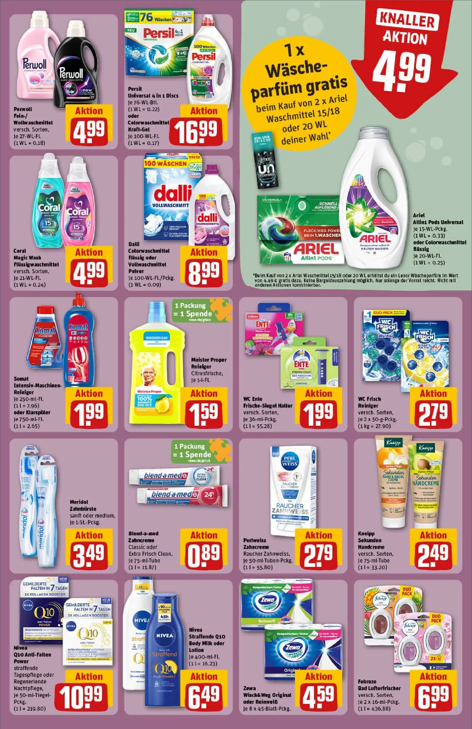 REWE Prospekt ab 04.01.2026 zum Blättern » Angebote | Seite: 29 | Produkte: Ariel, Coral, Wasser, Wc frisch