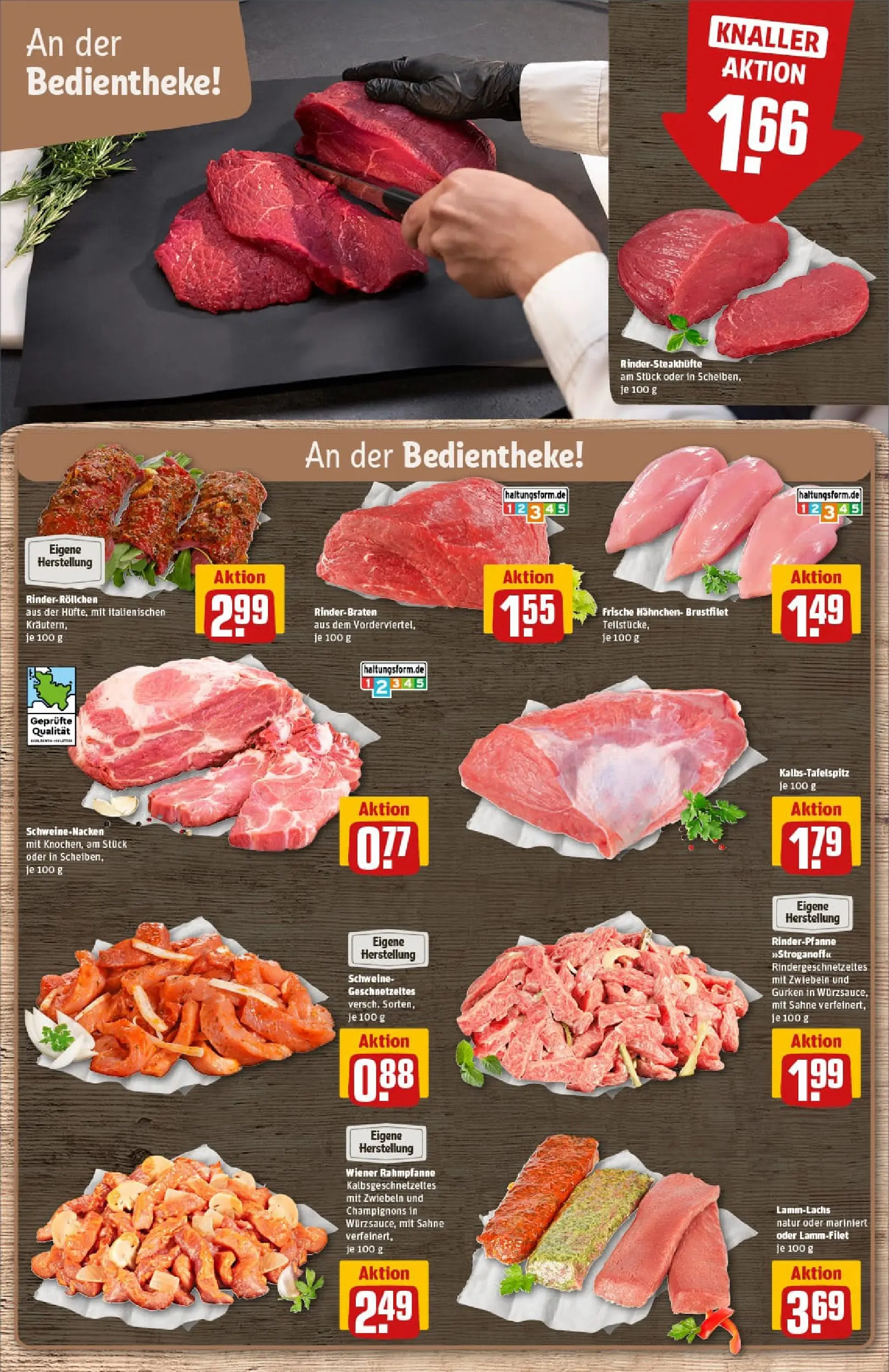 REWE Prospekt ab 04.01.2026 zum Blättern » Angebote | Seite: 9 | Produkte: Hahnchen, Champignons, Steak, Sahne