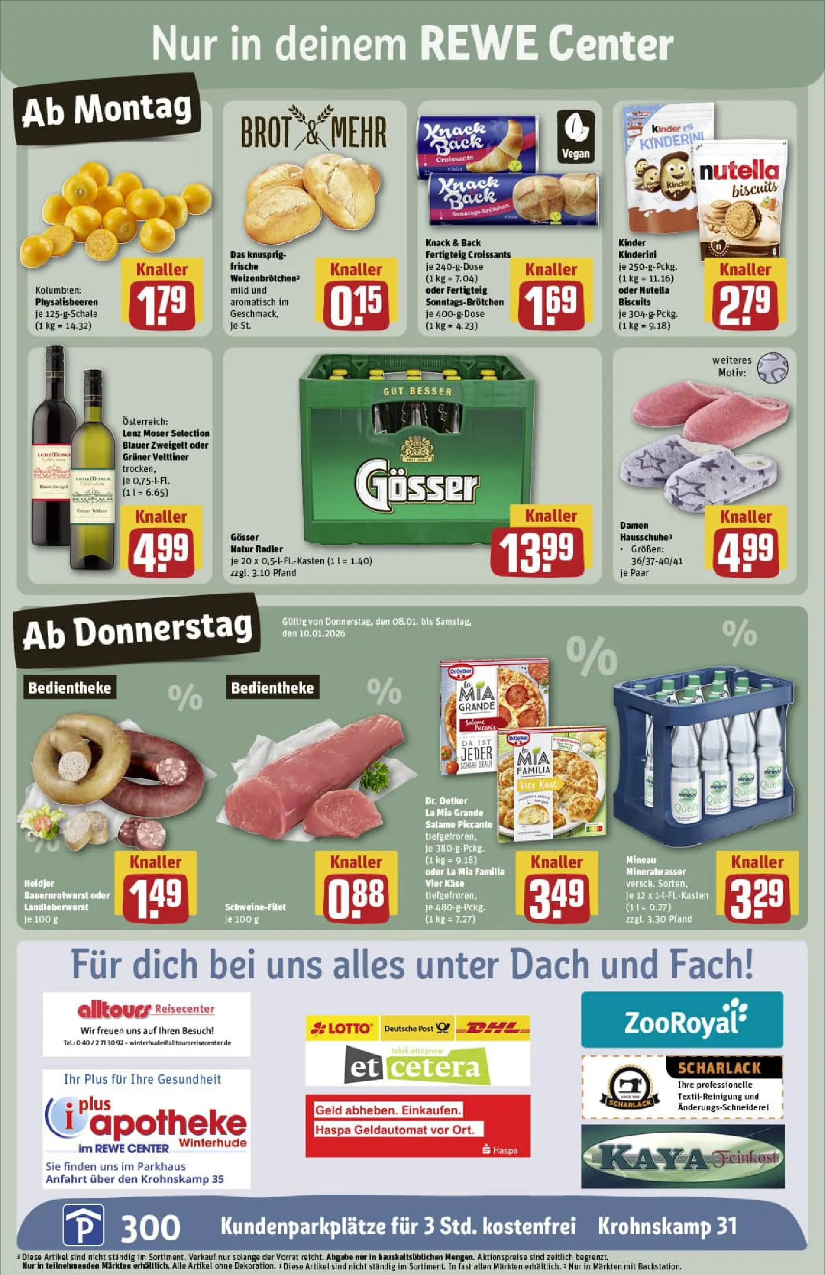 REWE Prospekt ab 04.01.2026 zum Blättern » Angebote | Seite: 3 | Produkte: Presse, Mineralwasser, Brot, Hausschuhe