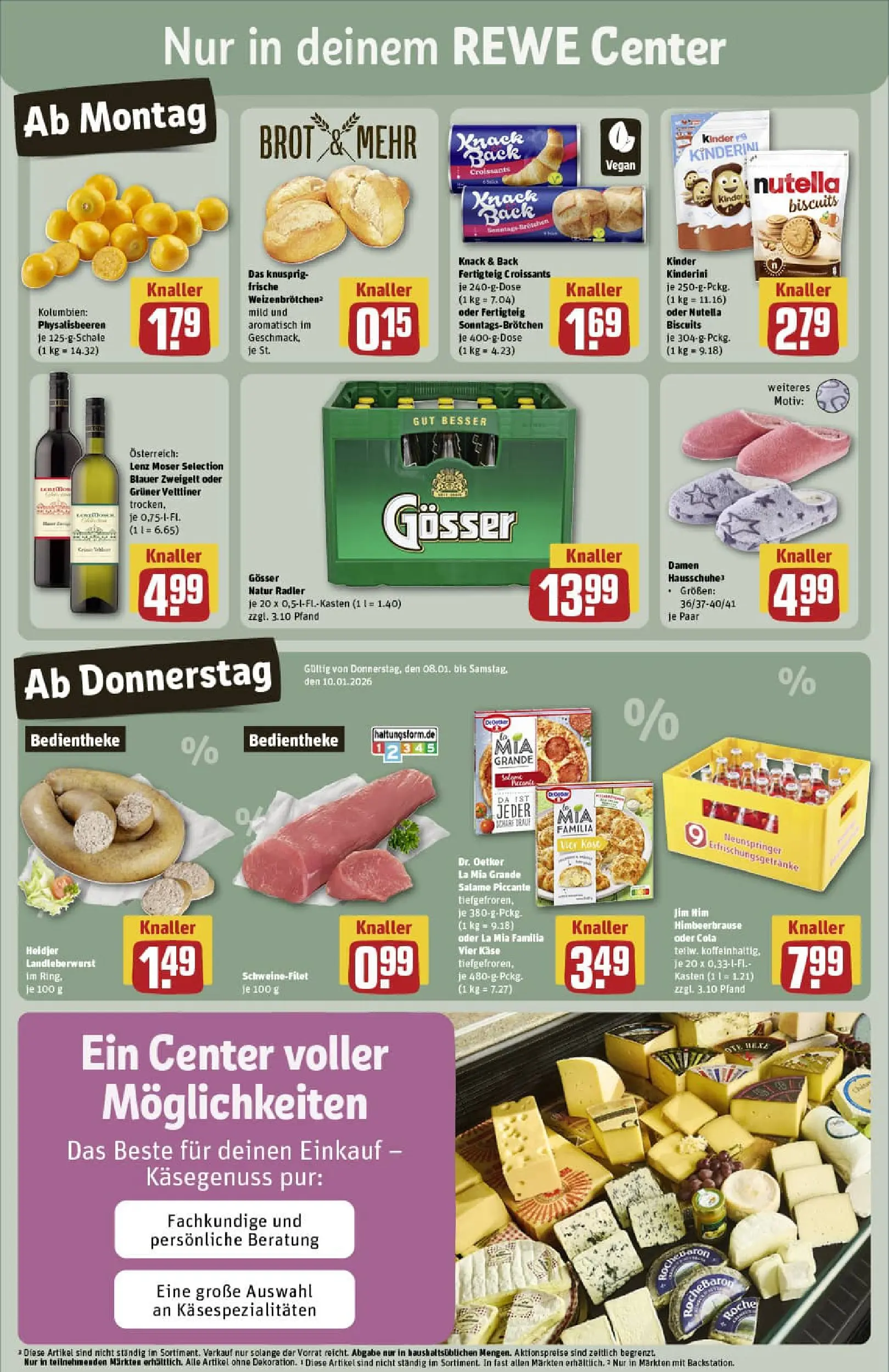 REWE Prospekt ab 04.01.2026 zum Blättern » Angebote | Seite: 3 | Produkte: Croissant, Schweinefilet, Brot, Hausschuhe