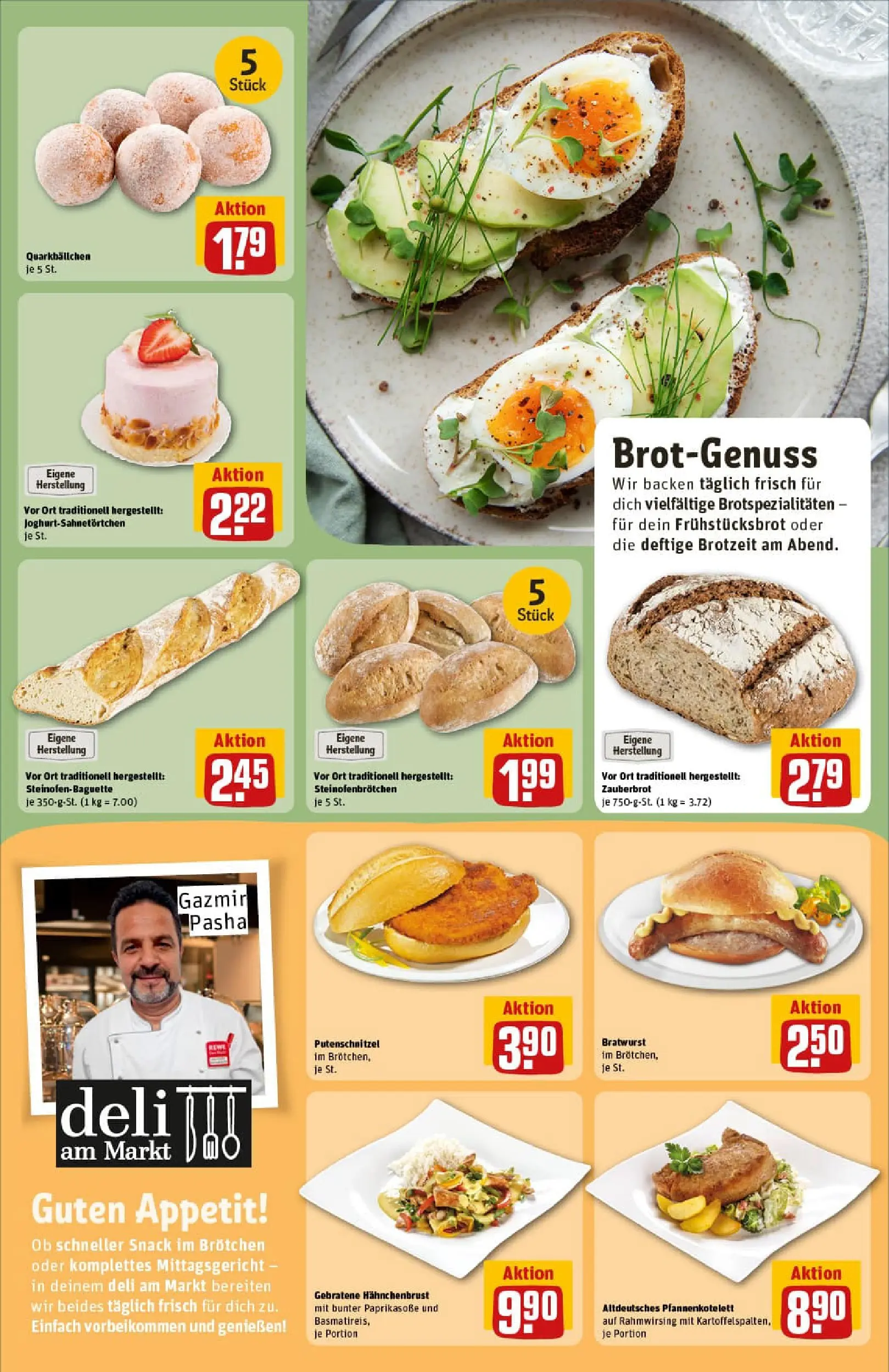 REWE Prospekt ab 04.01.2026 zum Blättern » Angebote | Seite: 13 | Produkte: Bratwurst, Baguette, Putenschnitzel, Hahnchenbrust