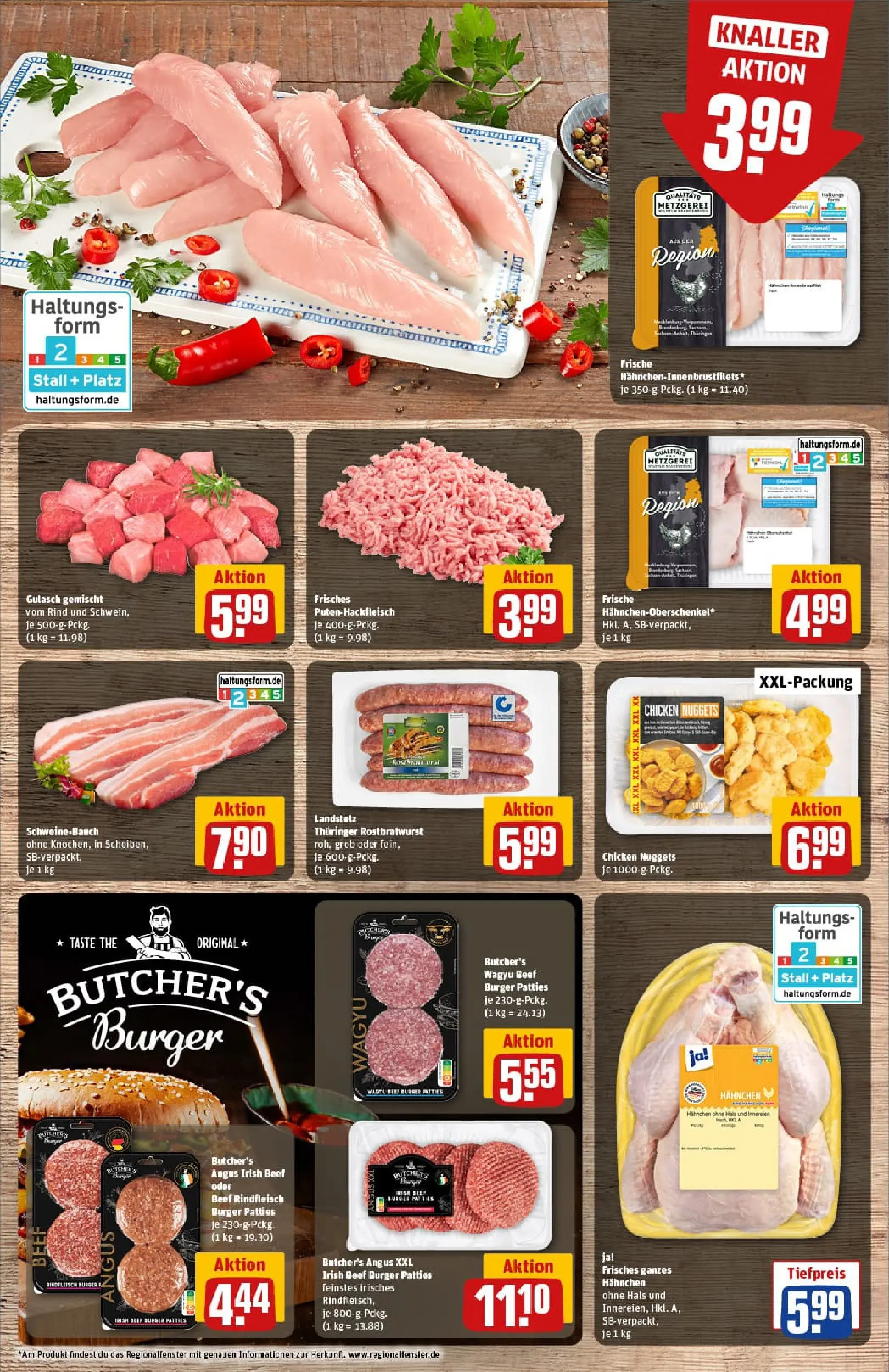 REWE Prospekt ab 04.01.2026 zum Blättern » Angebote | Seite: 8 | Produkte: Hahnchen, Burger, Wurst, Rindfleisch