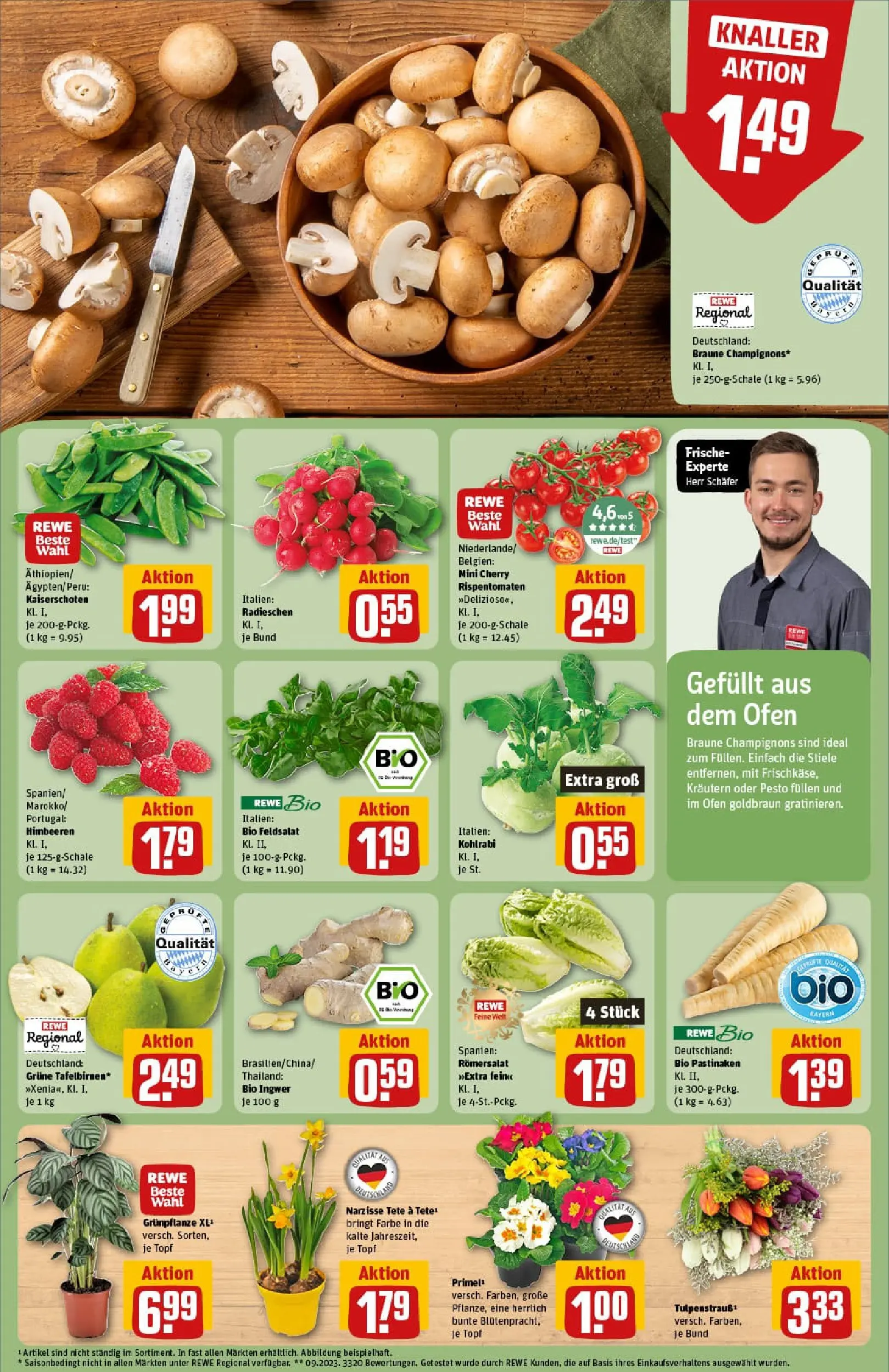 REWE Prospekt ab 04.01.2026 zum Blättern » Angebote | Seite: 7 | Produkte: Himbeeren, Ofen, Kohlrabi, Champignons