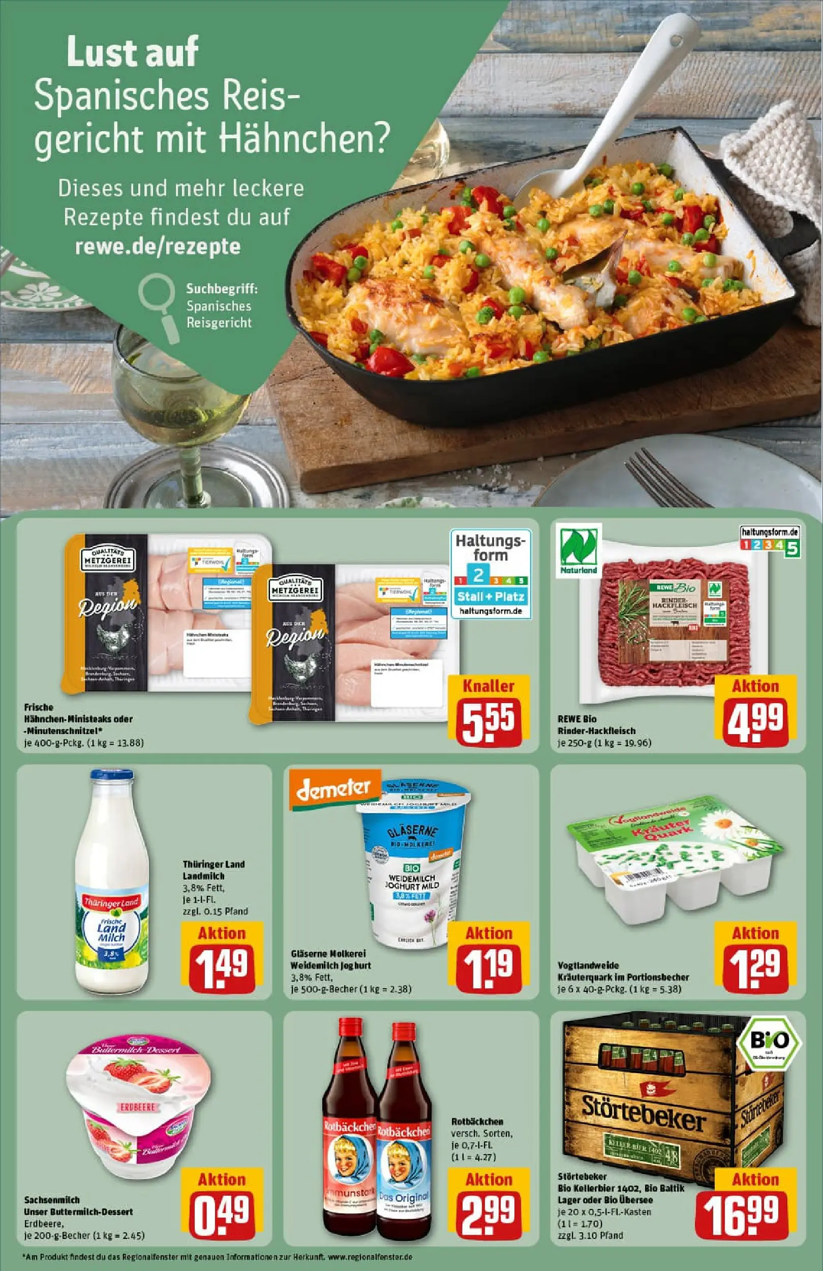 REWE Prospekt ab 04.01.2026 zum Blättern » Angebote | Seite: 18 | Produkte: Hahnchen, Milch, Joghurt, Reis