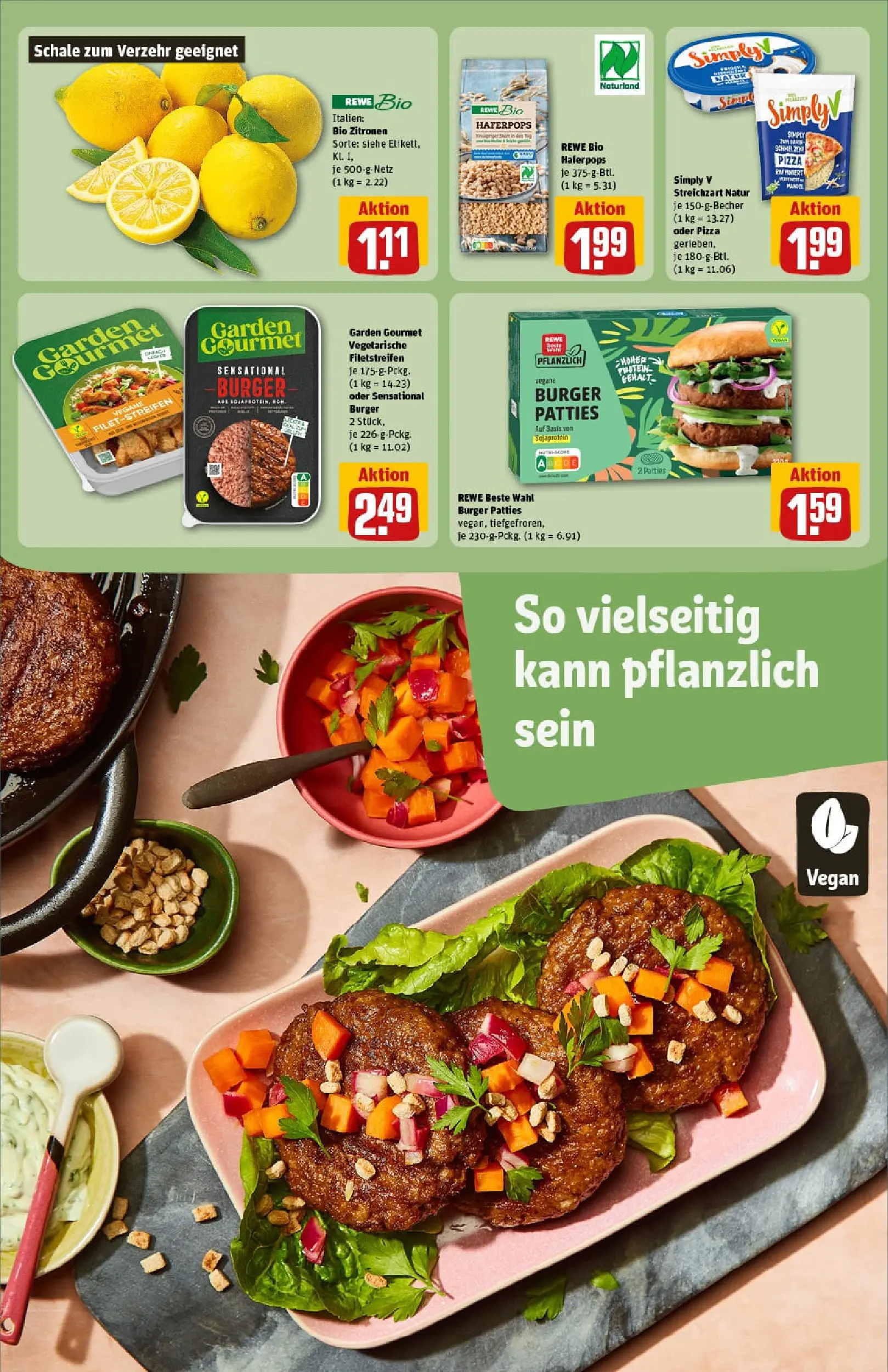 REWE Prospekt ab 04.01.2026 zum Blättern » Angebote | Seite: 25 | Produkte: Burger, Pizza, Zitronen