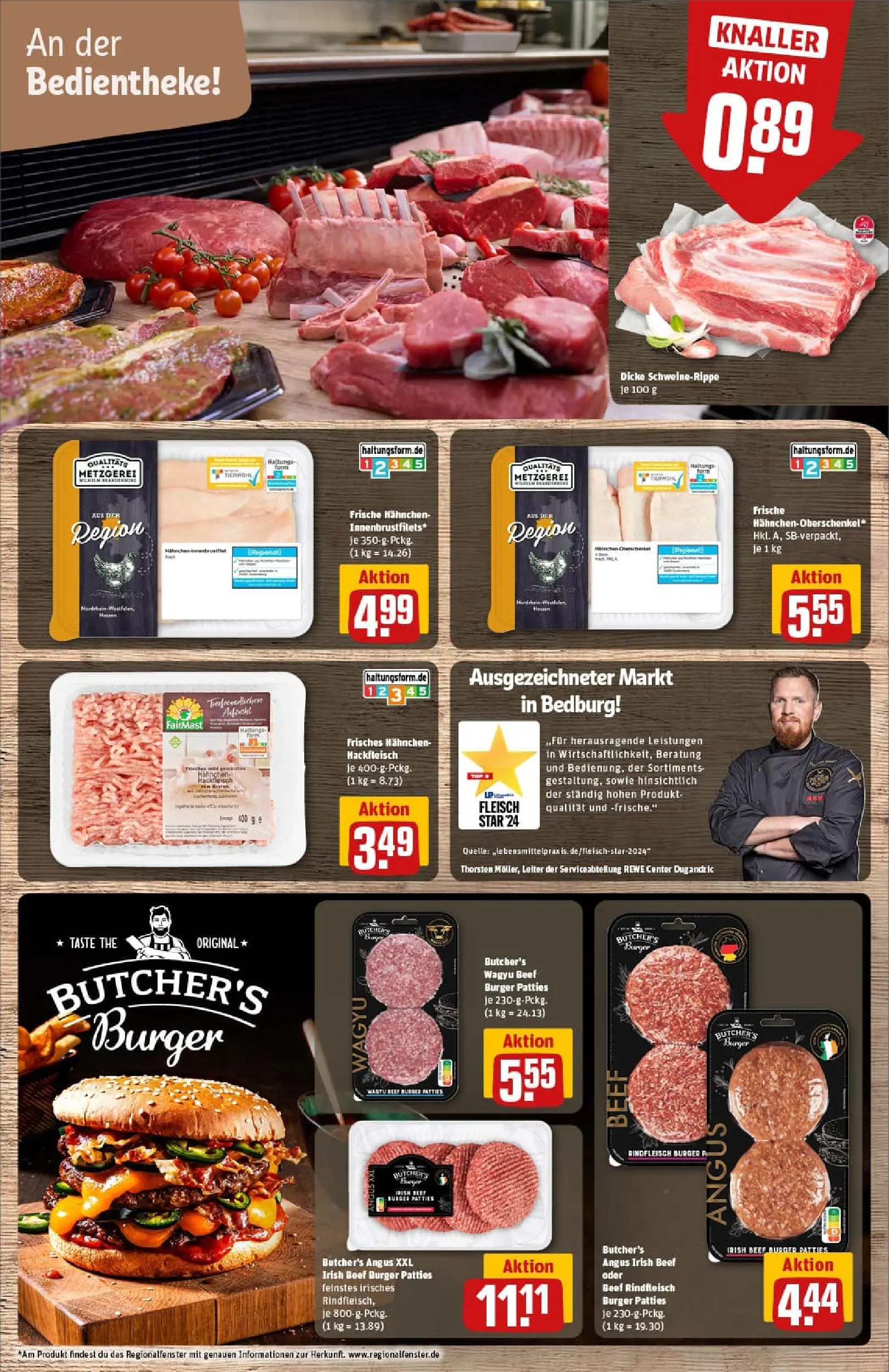 REWE Prospekt ab 04.01.2026 zum Blättern » Angebote | Seite: 8 | Produkte: Hahnchen, Burger, Fleisch, Hackfleisch