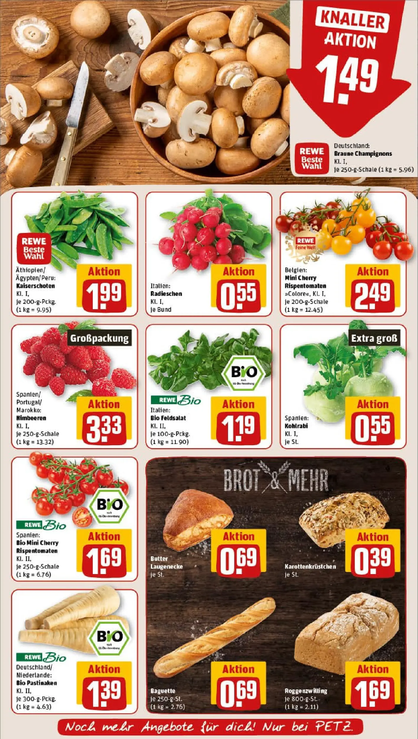 REWE Prospekt ab 04.01.2026 zum Blättern » Angebote | Seite: 7 | Produkte: Butter, Baguette, Champignons, Brot