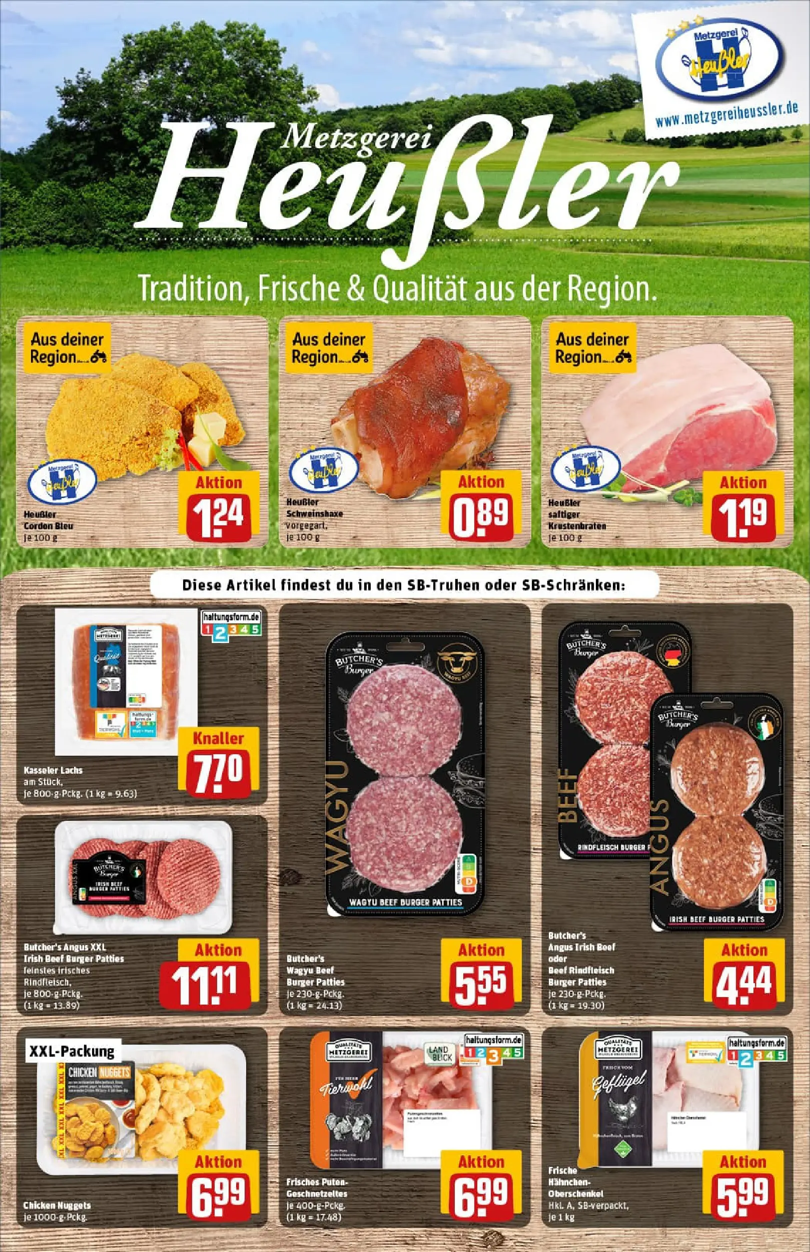 REWE Prospekt ab 04.01.2026 zum Blättern » Angebote | Seite: 8 | Produkte: Hahnchen, Burger, Krustenbraten, Lachs