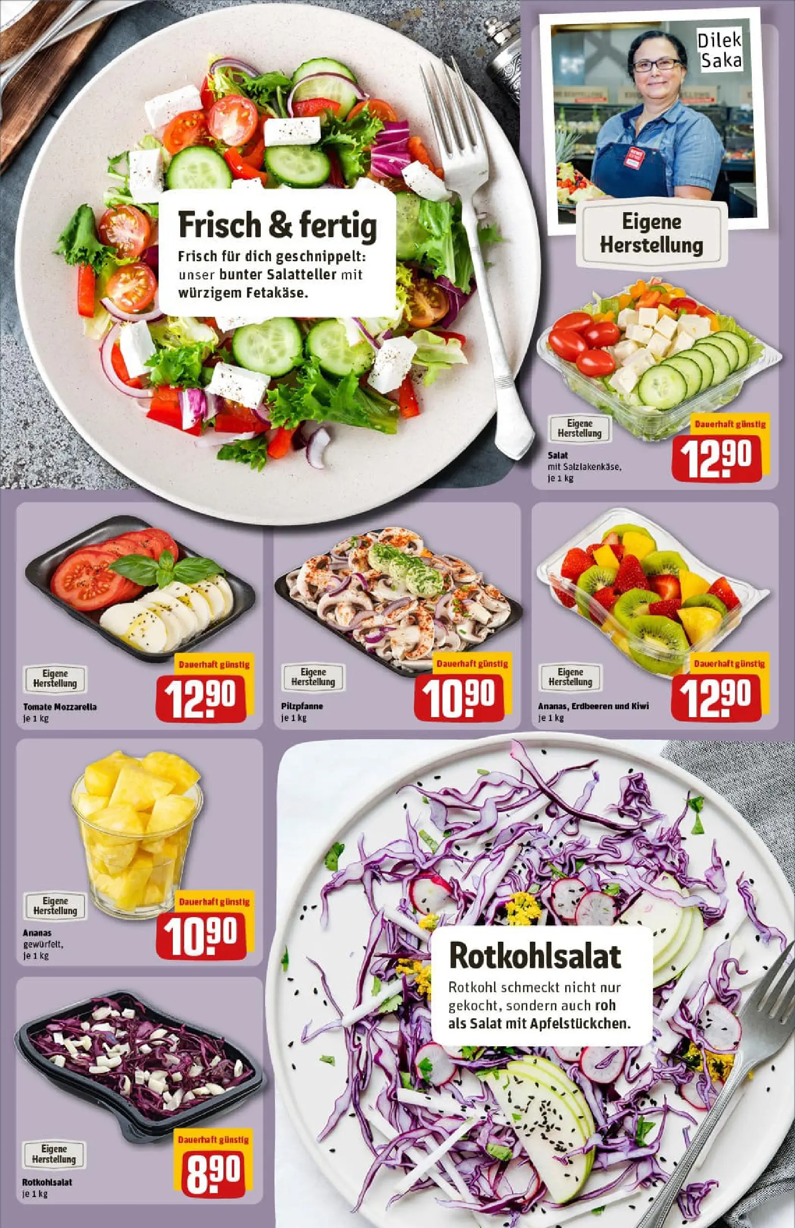 REWE Prospekt ab 04.01.2026 zum Blättern » Angebote | Seite: 12 | Produkte: Rotkohl, Mozzarella, Erdbeeren, Salat