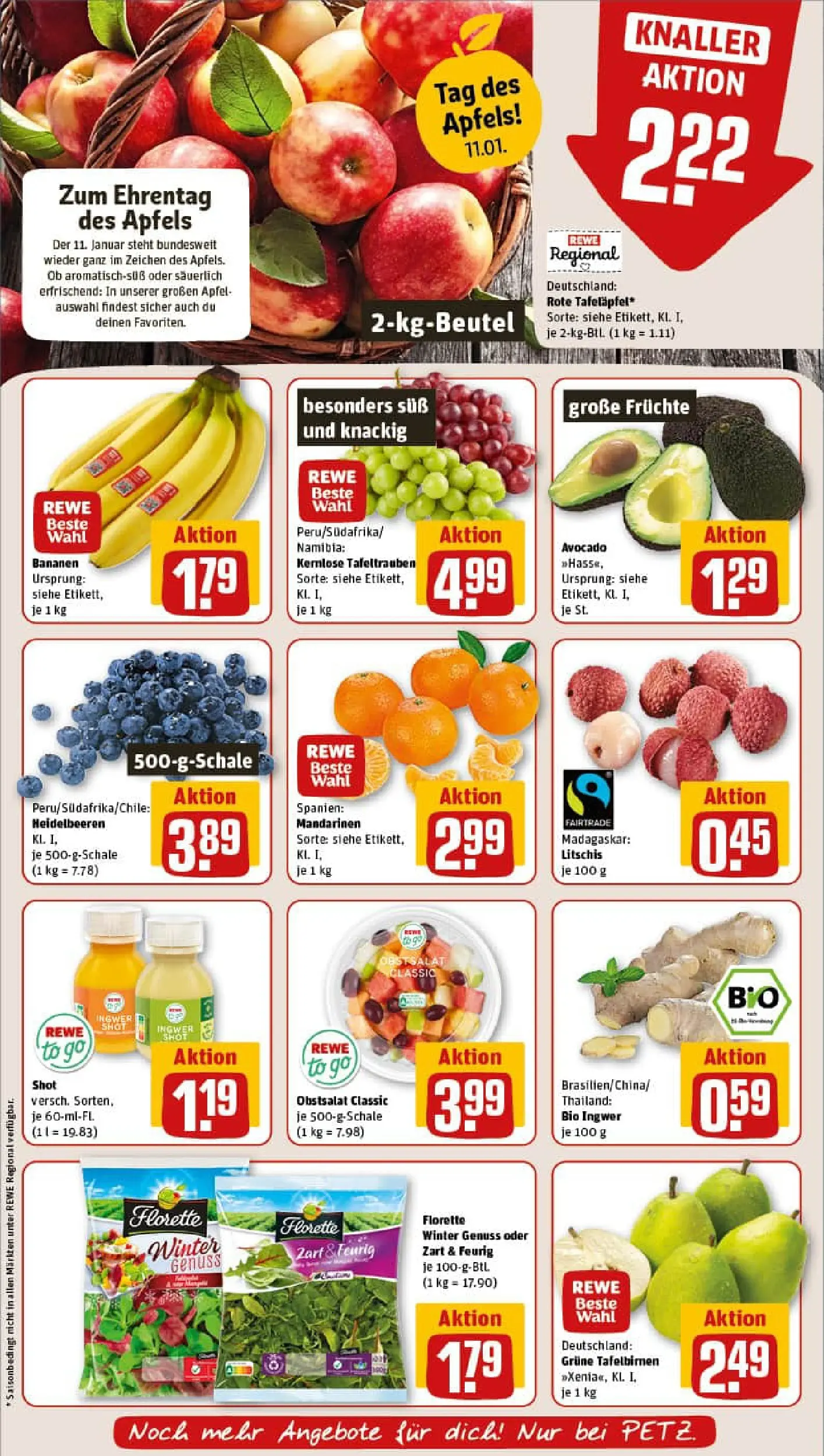 REWE Prospekt ab 04.01.2026 zum Blättern » Angebote | Seite: 6 | Produkte: Bananen, Mandarinen, Heidelbeeren, Avocado