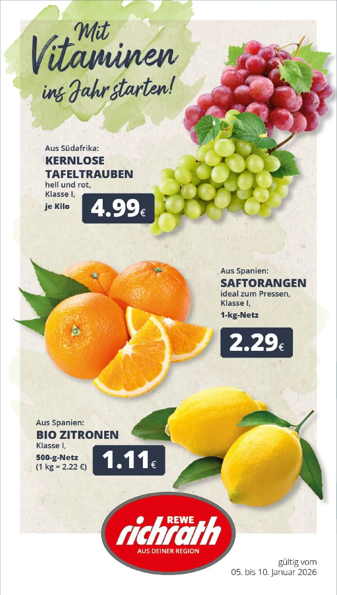 REWE Prospekt ab 04.01.2026 zum Blättern » Angebote | Seite: 1 | Produkte: Zitronen