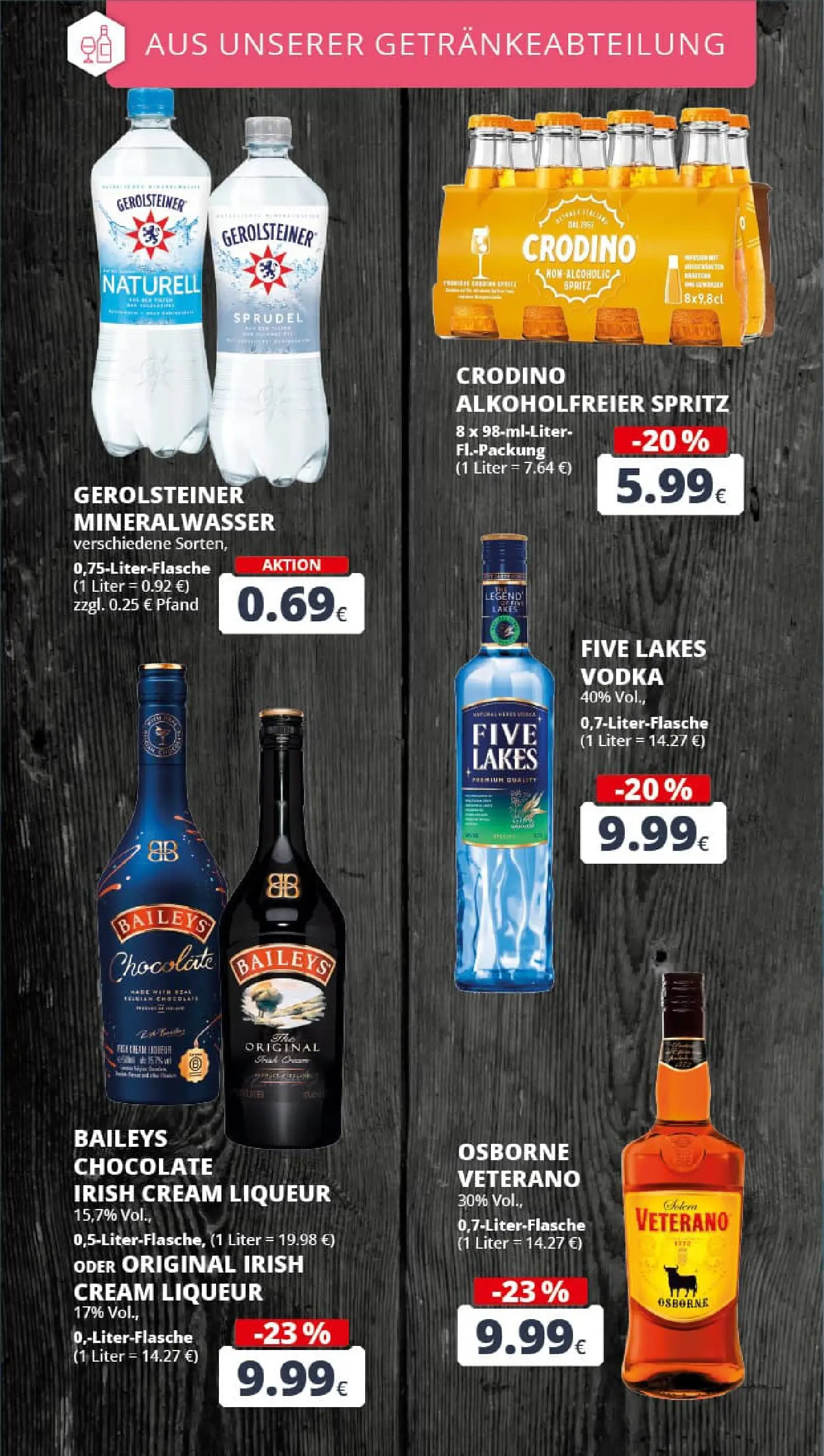 REWE Prospekt ab 04.01.2026 zum Blättern » Angebote | Seite: 20 | Produkte: Osborne, Mineralwasser, Baileys, Gerolsteiner