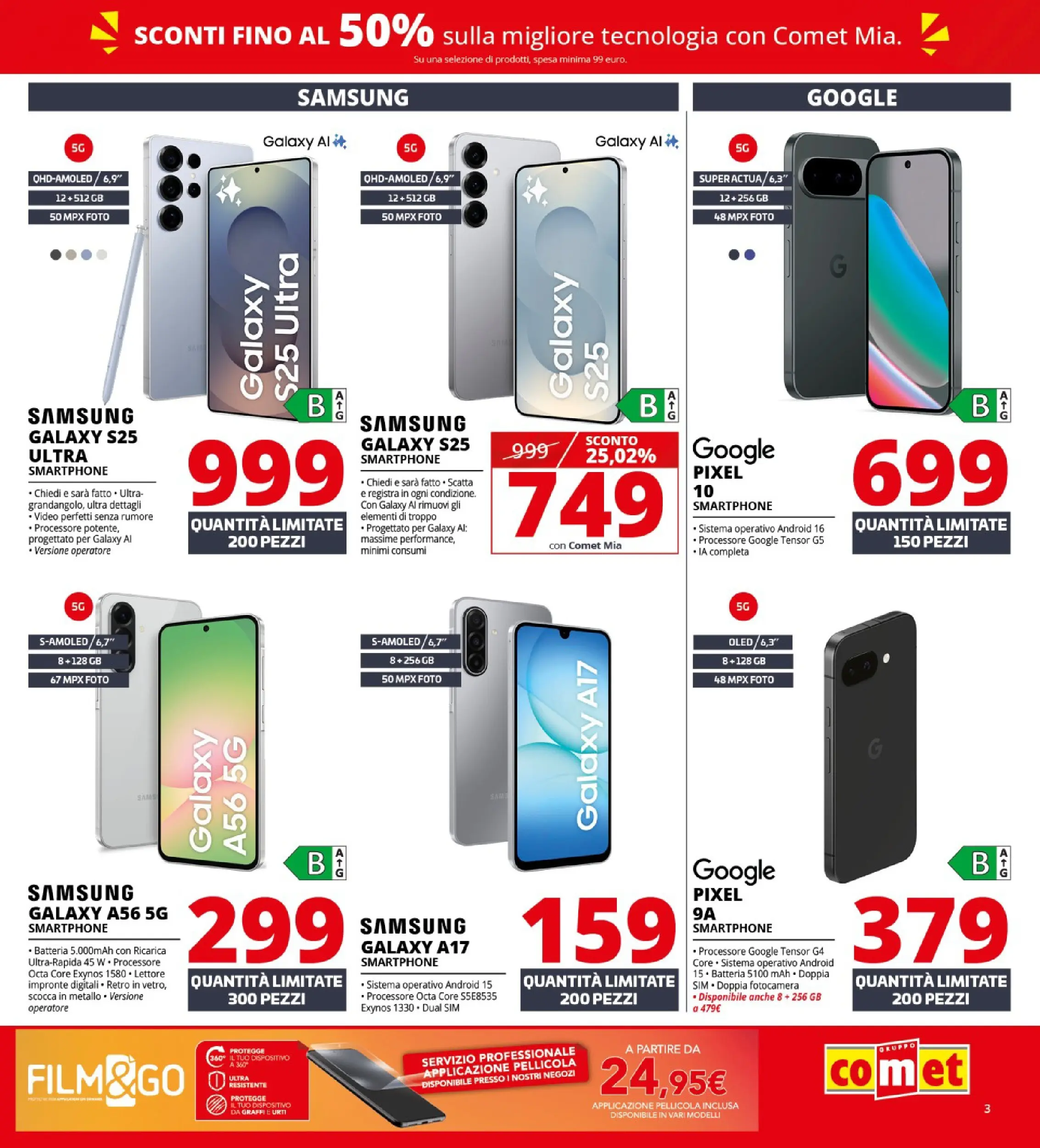 Nuovo Volantino Comet	 dal 02/01/2026 > offerte anteprima 🛍️ | Pagina: 3 | Prodotti: Smartphone, Video, Batteria, Samsung