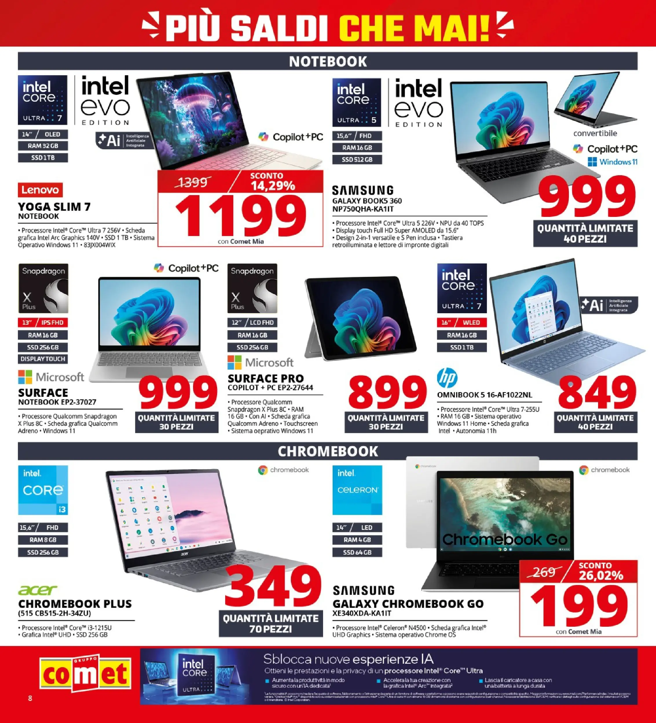 Nuovo Volantino Comet	 dal 02/01/2026 > offerte anteprima 🛍️ | Pagina: 8 | Prodotti: Notebook, PC, Batteria, Samsung