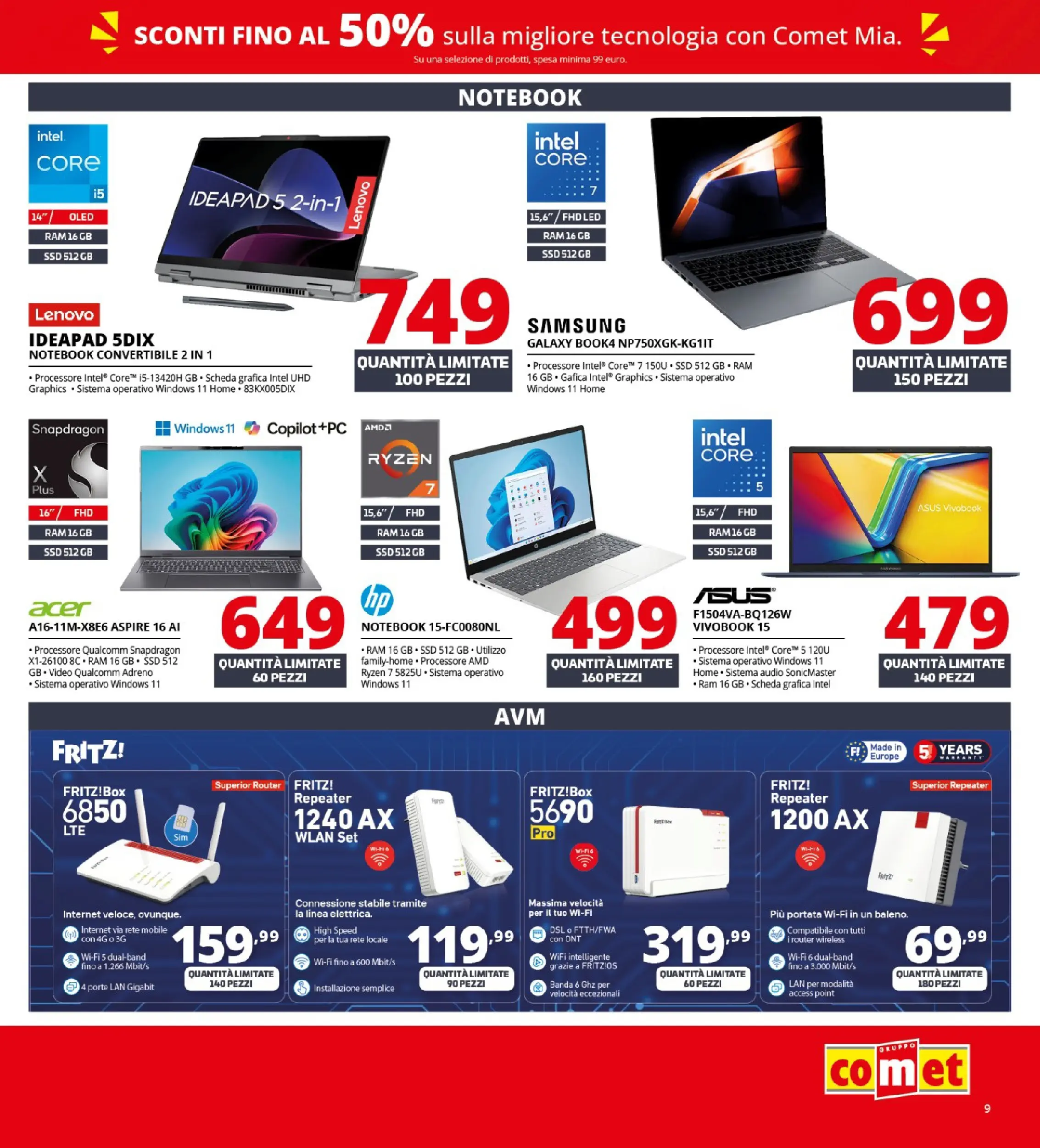 Nuovo Volantino Comet	 dal 02/01/2026 > offerte anteprima 🛍️ | Pagina: 9 | Prodotti: Router, Mobile, Audio, Samsung