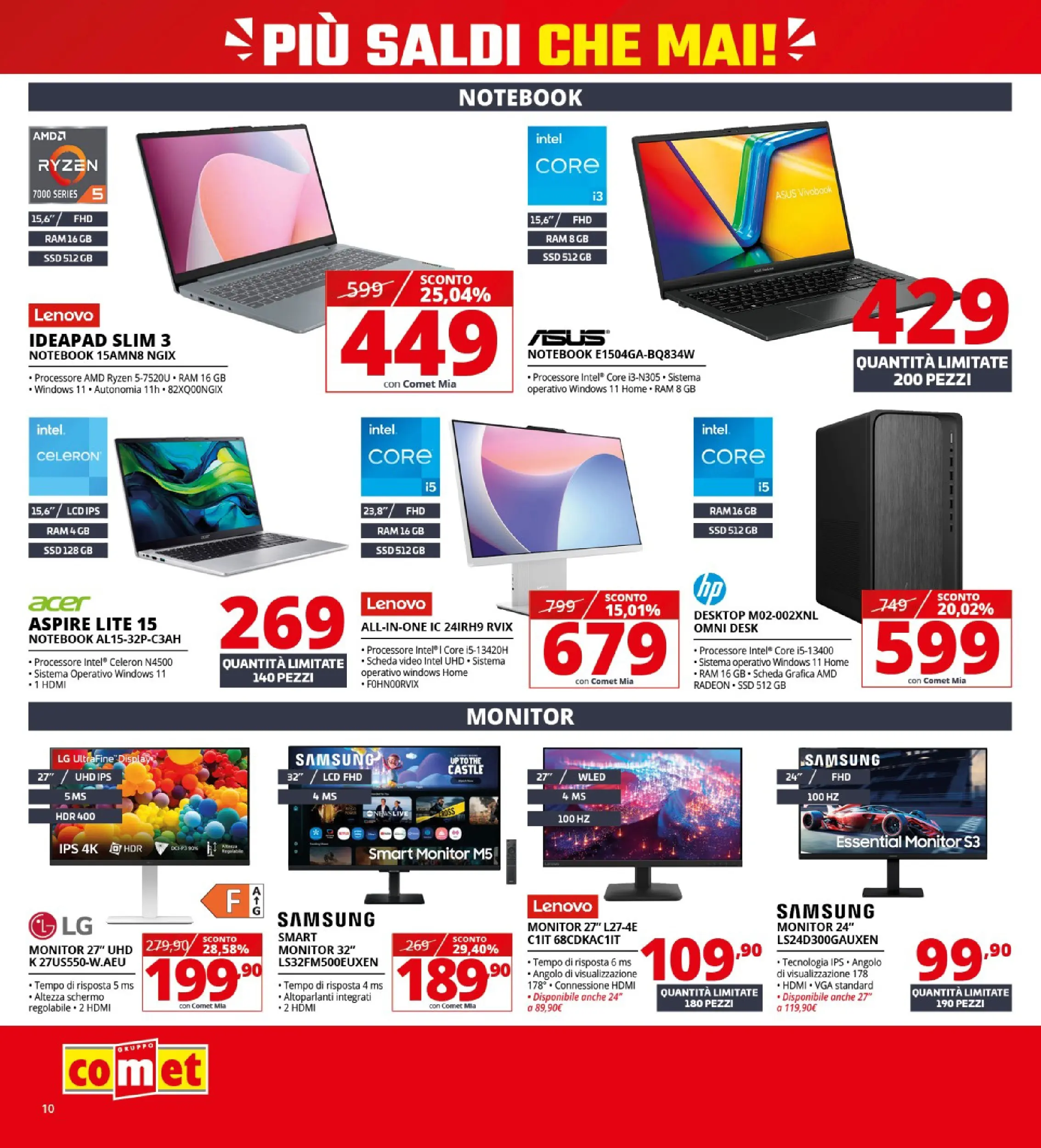 Nuovo Volantino Comet	 dal 02/01/2026 > offerte anteprima 🛍️ | Pagina: 10 | Prodotti: Schermo, Monitor, Notebook, Video