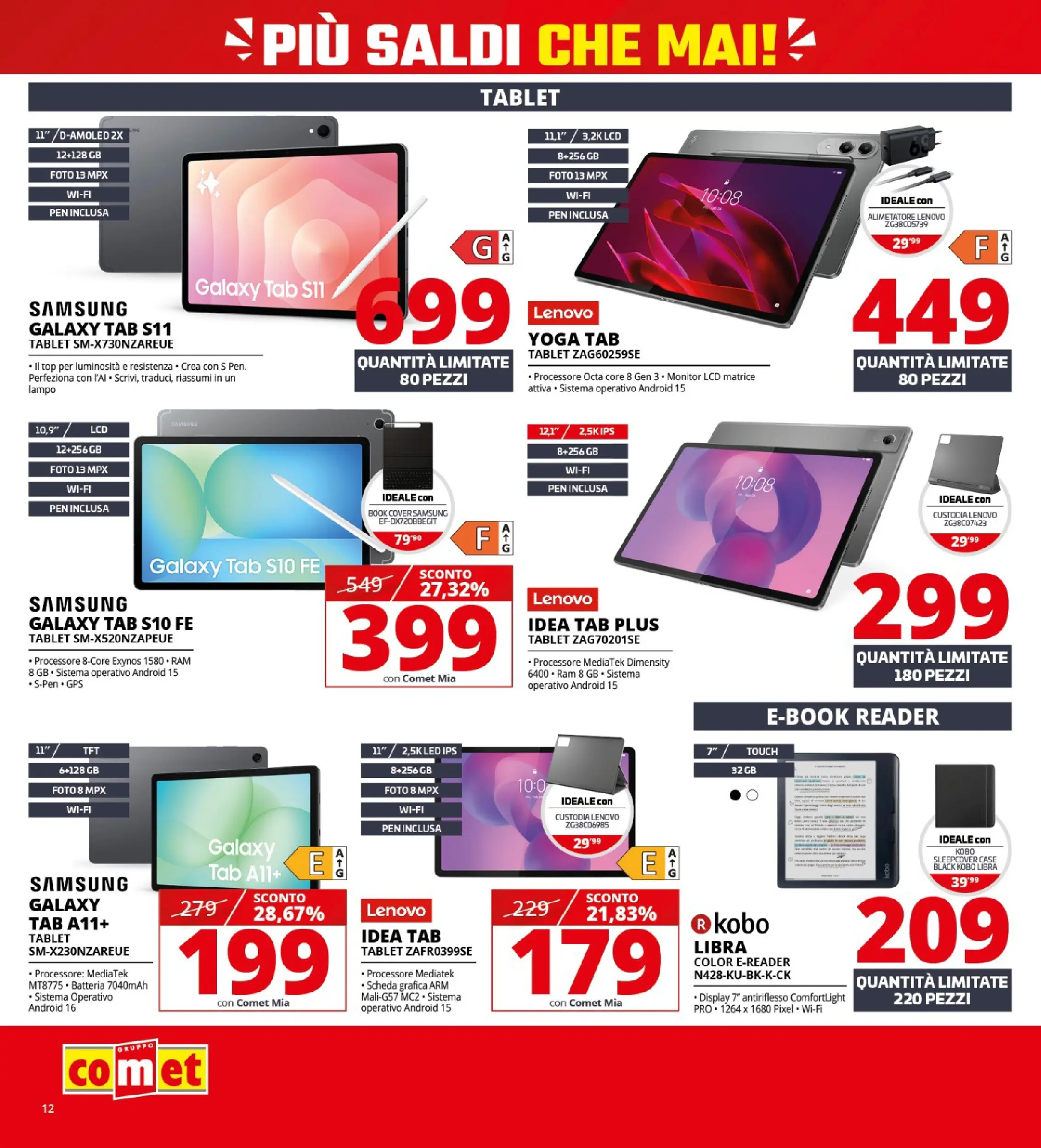 Nuovo Volantino Comet	 dal 02/01/2026 > offerte anteprima 🛍️ | Pagina: 12 | Prodotti: Samsung Galaxy, Tablet, Batteria, Samsung