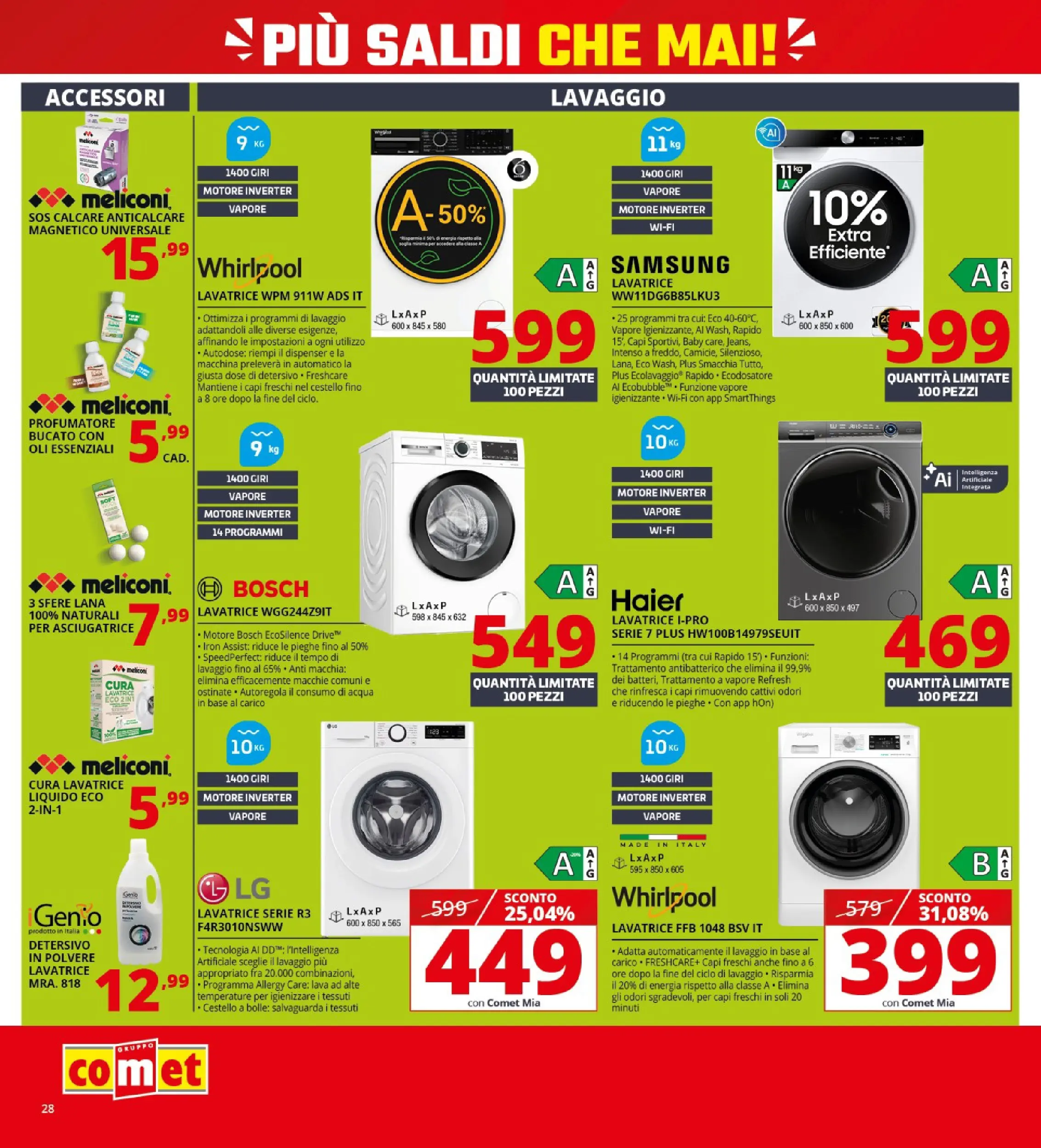 Nuovo Volantino Comet	 dal 02/01/2026 > offerte anteprima 🛍️ | Pagina: 28 | Prodotti: Detersivo in polvere, Acqua, Lavatrice, Samsung