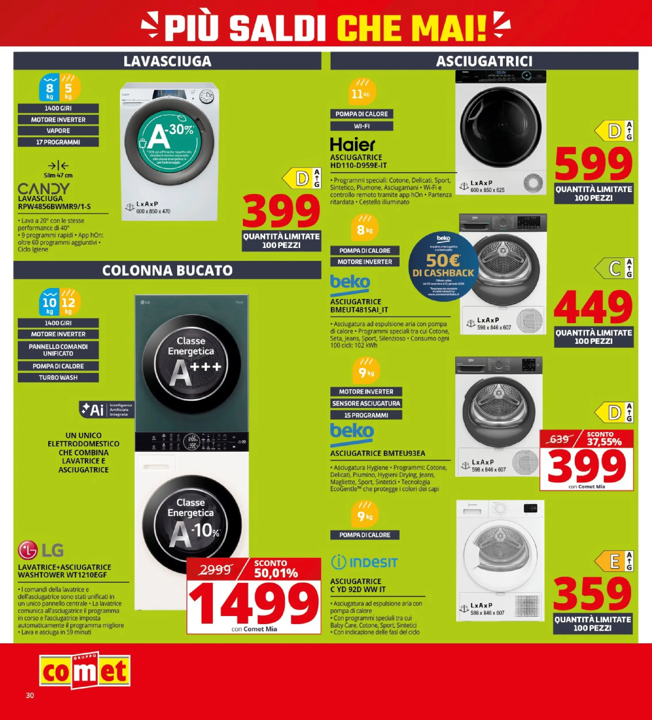 Nuovo Volantino Comet	 dal 02/01/2026 > offerte anteprima 🛍️ | Pagina: 30 | Prodotti: Lavasciuga, Lavatrice, Asciugatrice