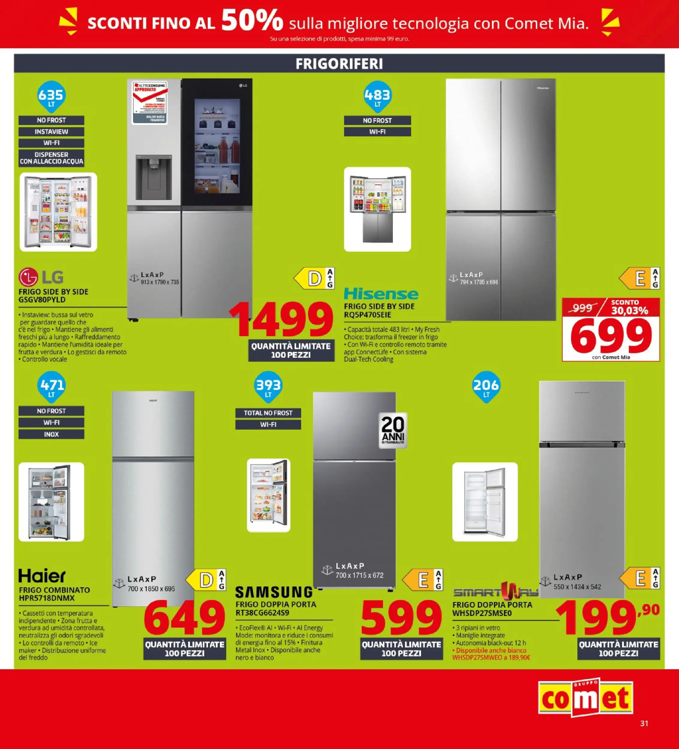 Nuovo Volantino Comet	 dal 02/01/2026 > offerte anteprima 🛍️ | Pagina: 31 | Prodotti: Acqua, Frutta, Freezer, Samsung