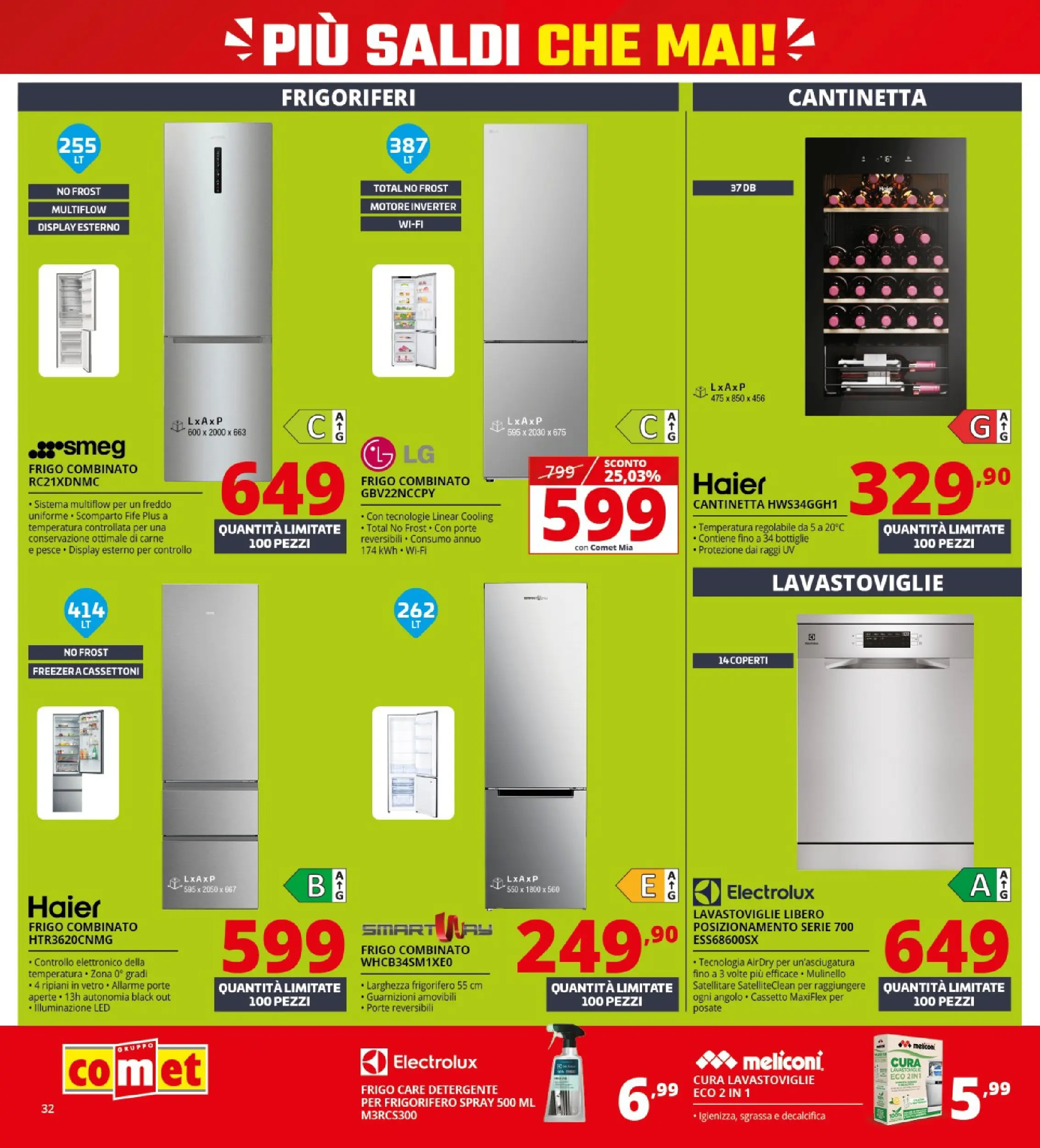 Nuovo Volantino Comet	 dal 02/01/2026 > offerte anteprima 🛍️ | Pagina: 32 | Prodotti: Pesce, Lavastoviglie, Satellitare, Frigorifero