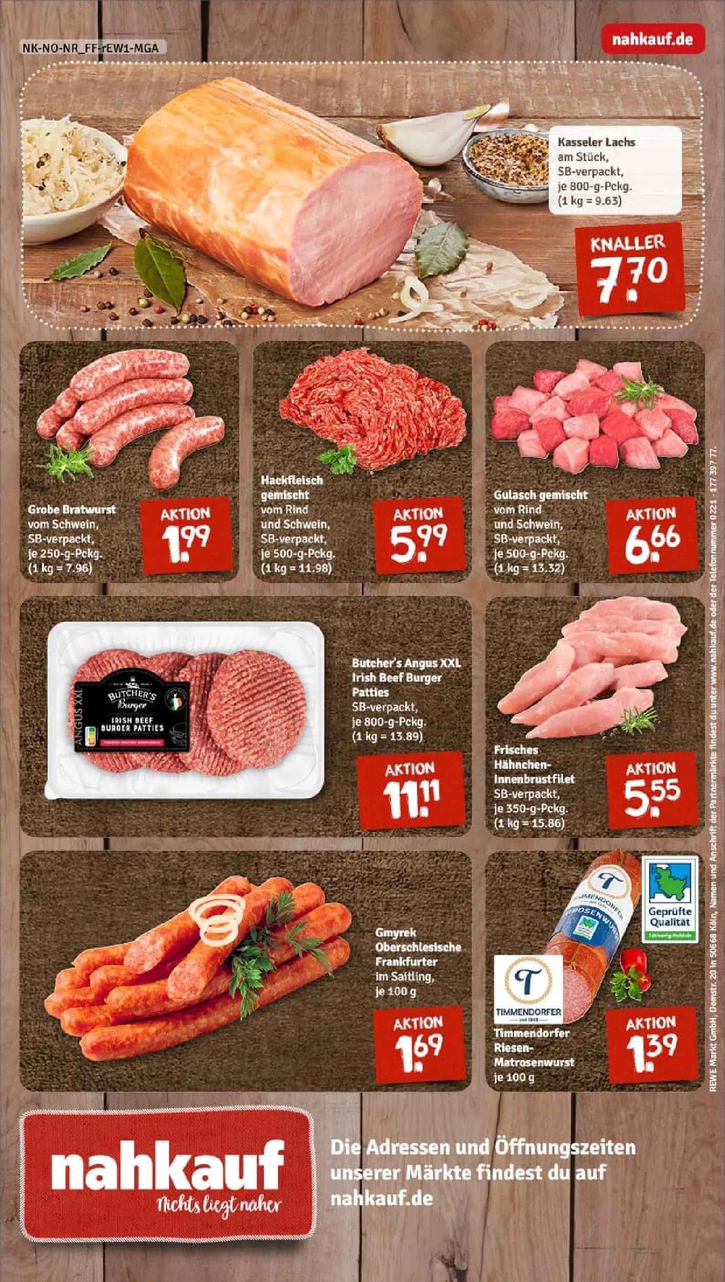 REWE Prospekt ab 04.01.2026 zum Blättern » Angebote | Seite: 12 | Produkte: Burger, Lachs, Gulasch, Hackfleisch