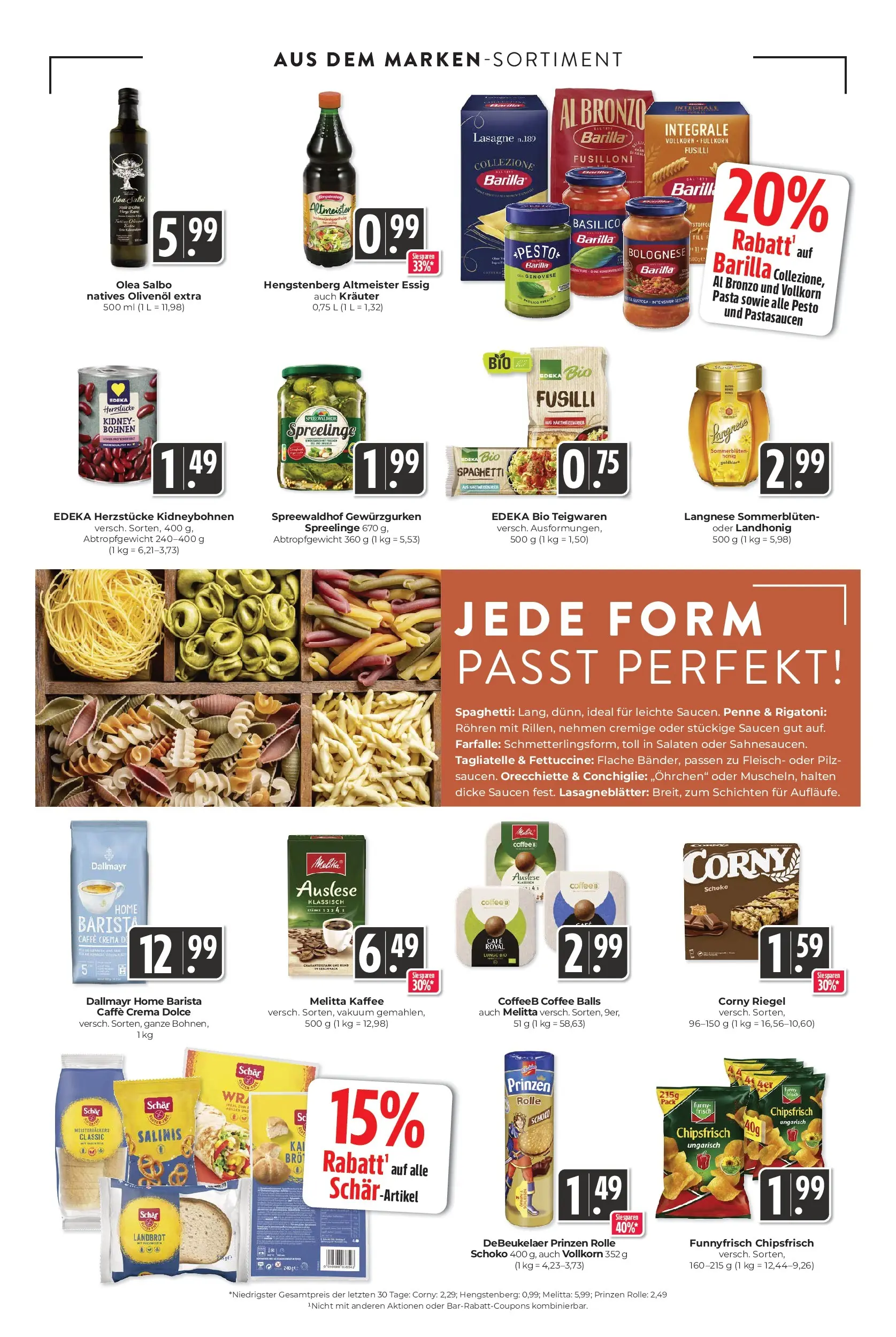 Entdecke - Hieber's Frischecenter: Meine Woche (ab 04.01.2026) zum Blättern | Seite: 11 | Produkte: Corny riegel, Barilla, Essig, Fleisch