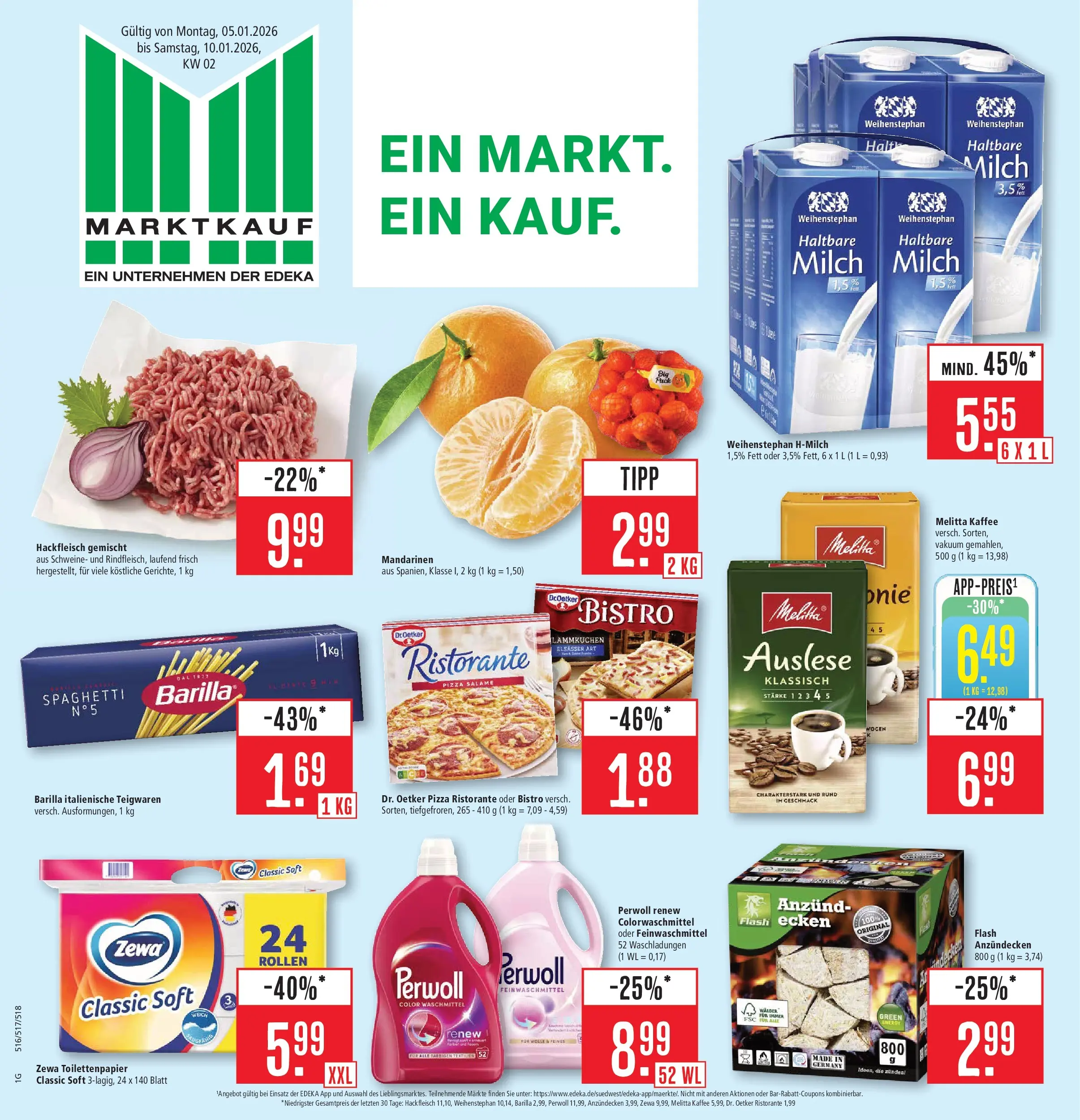 Marktkauf - Marktkauf: Wochenangebote (ab 05.01.2026) » Angebote online | Seite: 1 | Produkte: Melitta kaffee, Mandarinen, Zewa, Waschmittel