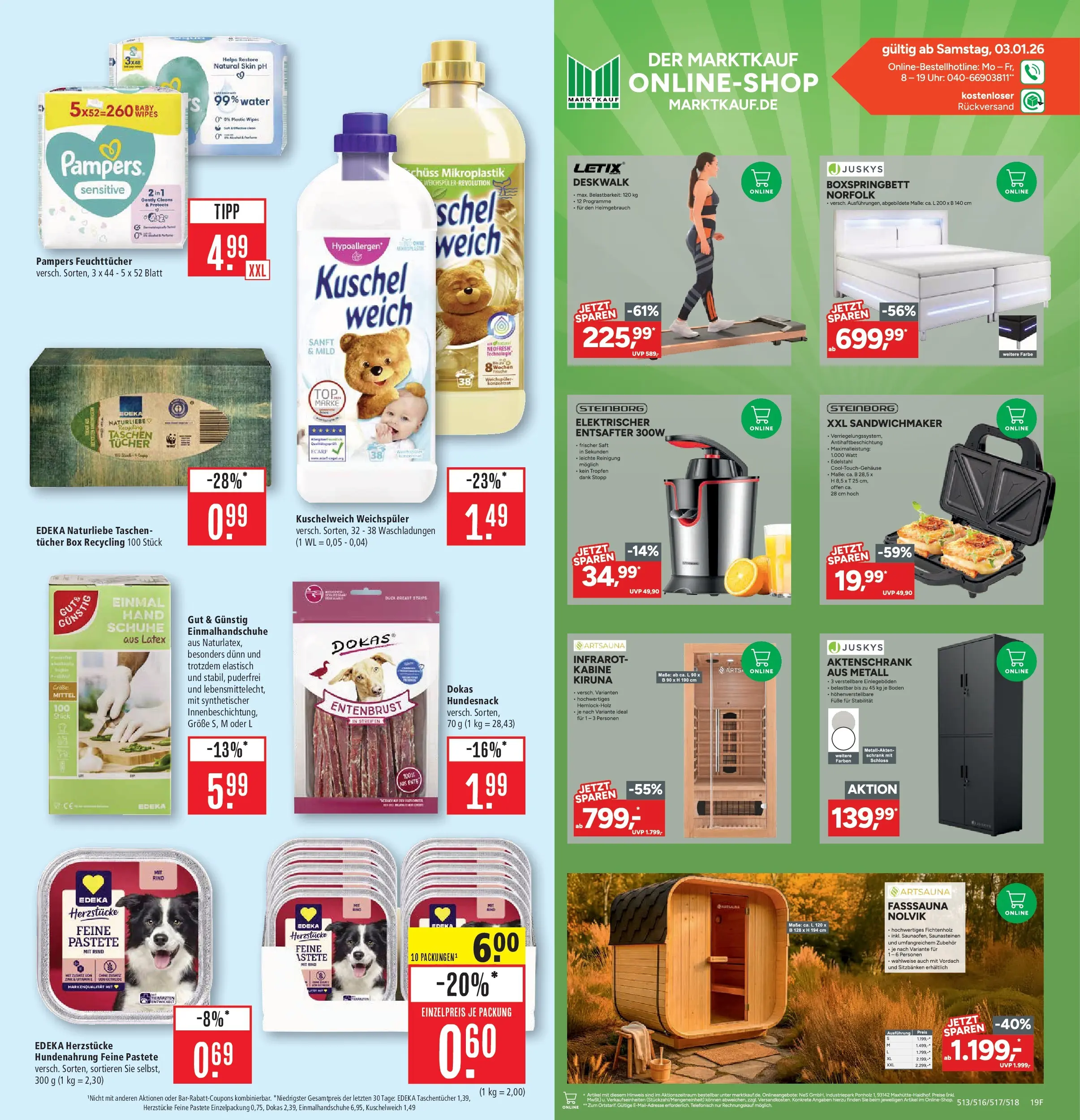 Marktkauf - Marktkauf: Wochenangebote (ab 05.01.2026) » Angebote online | Seite: 19 | Produkte: Sandwichmaker, Boxspringbett, Pampers, Kuschelweich