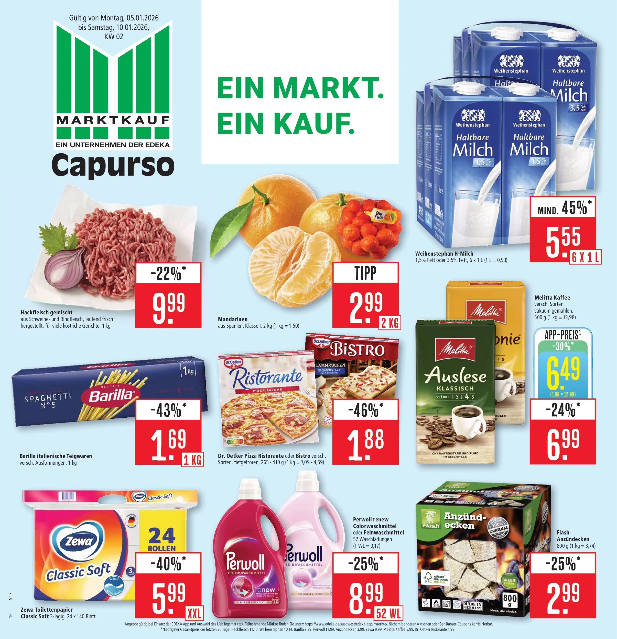 Marktkauf - Marktkauf: Wochenangebote (ab 05.01.2026) » Angebote online | Seite: 1 | Produkte: Melitta, Mandarinen, Zewa, Pizza