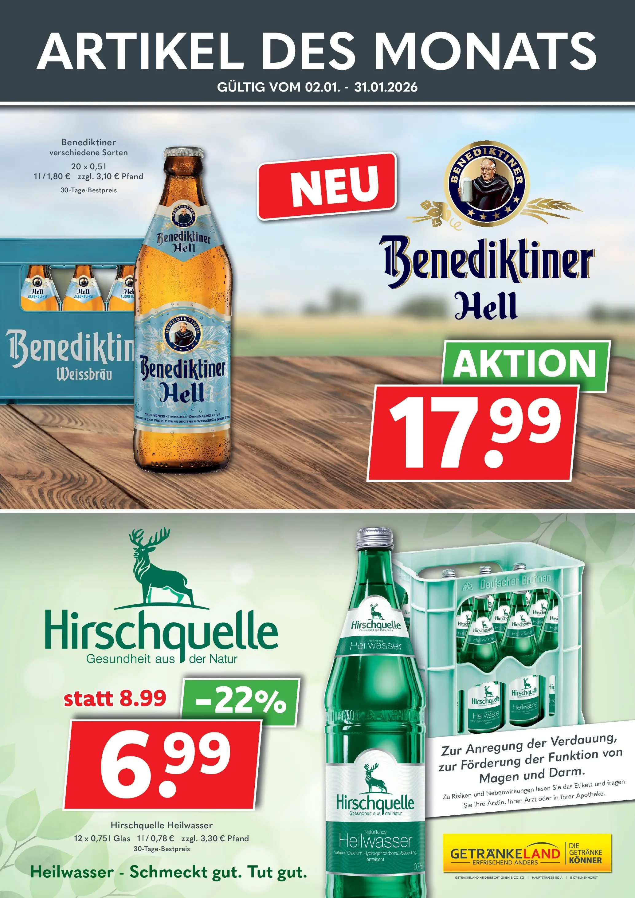 Getränkeland - Getränkeland: Getränkeangebote (ab 02.01.2026) zum Blättern | Seite: 2 | Produkte: Benediktiner hell
