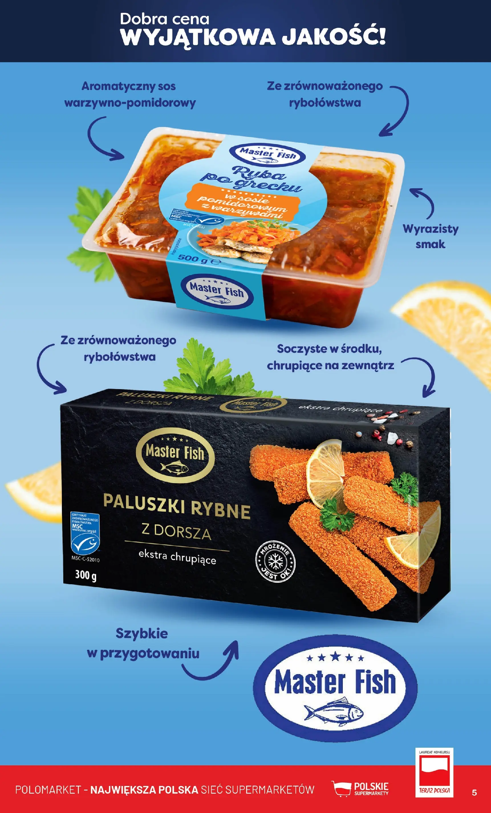 Nowa POLOmarket gazetka od jutra 19.11.2025 (PDF) | Strona: 5 | Produkty: Paluszki rybne, Ryba po grecku, Paluszki, Ryba
