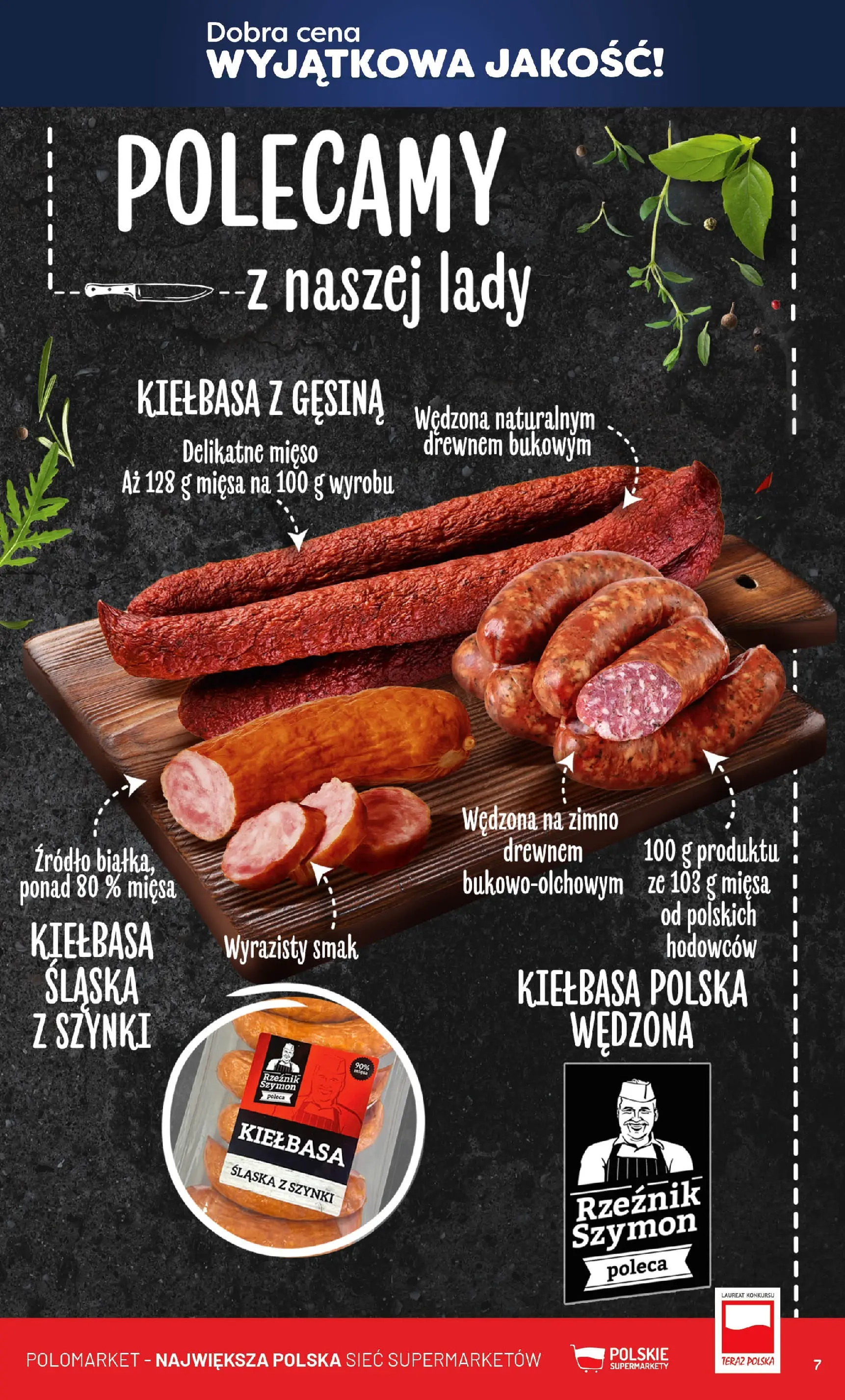 Nowa POLOmarket gazetka od jutra 19.11.2025 (PDF) | Strona: 7 | Produkty: Kiełbasa, Mięso, Kiełbasa śląska