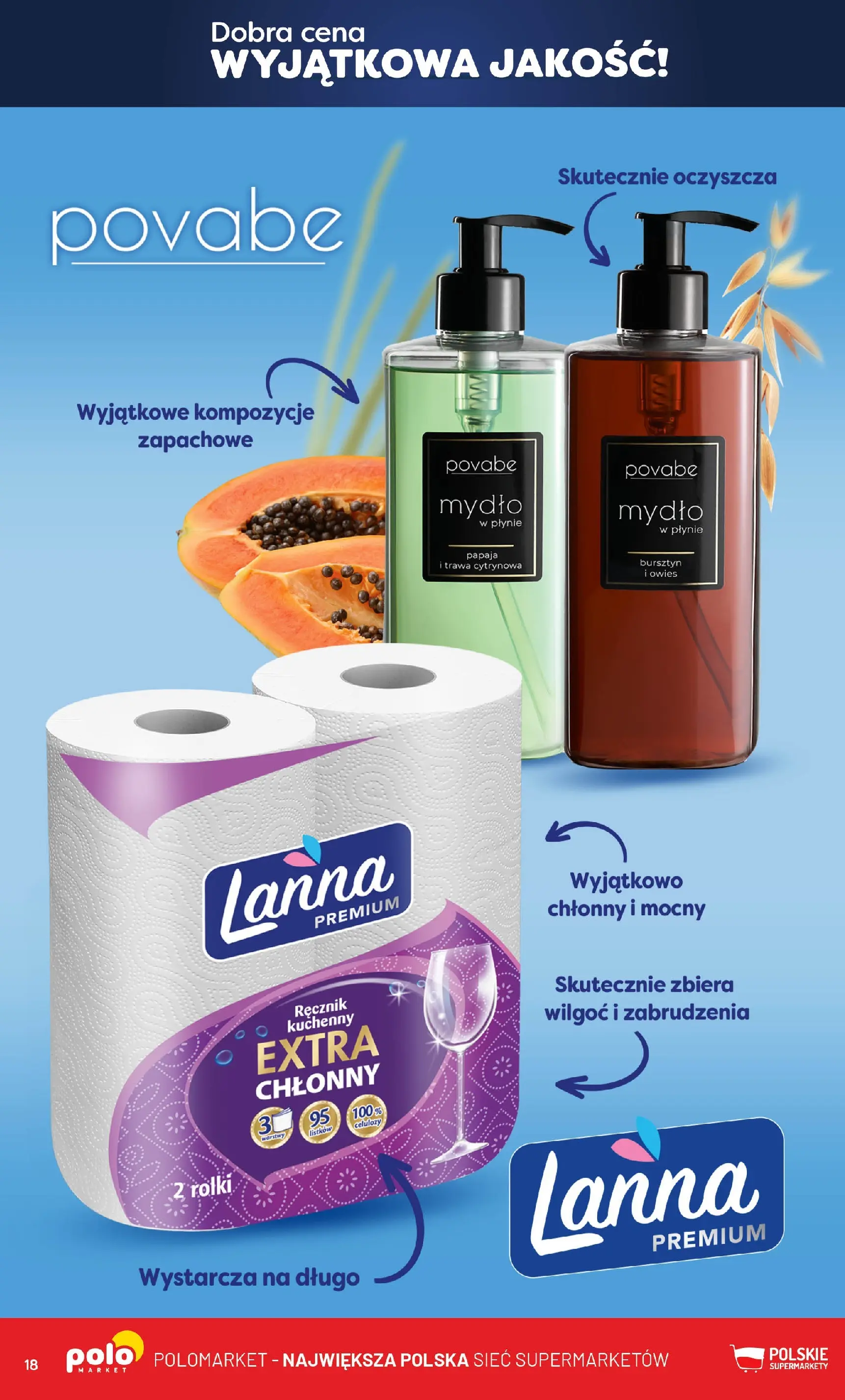 Nowa POLOmarket gazetka od jutra 19.11.2025 (PDF) | Strona: 18 | Produkty: Mydło w płynie, Papaja, Mydło