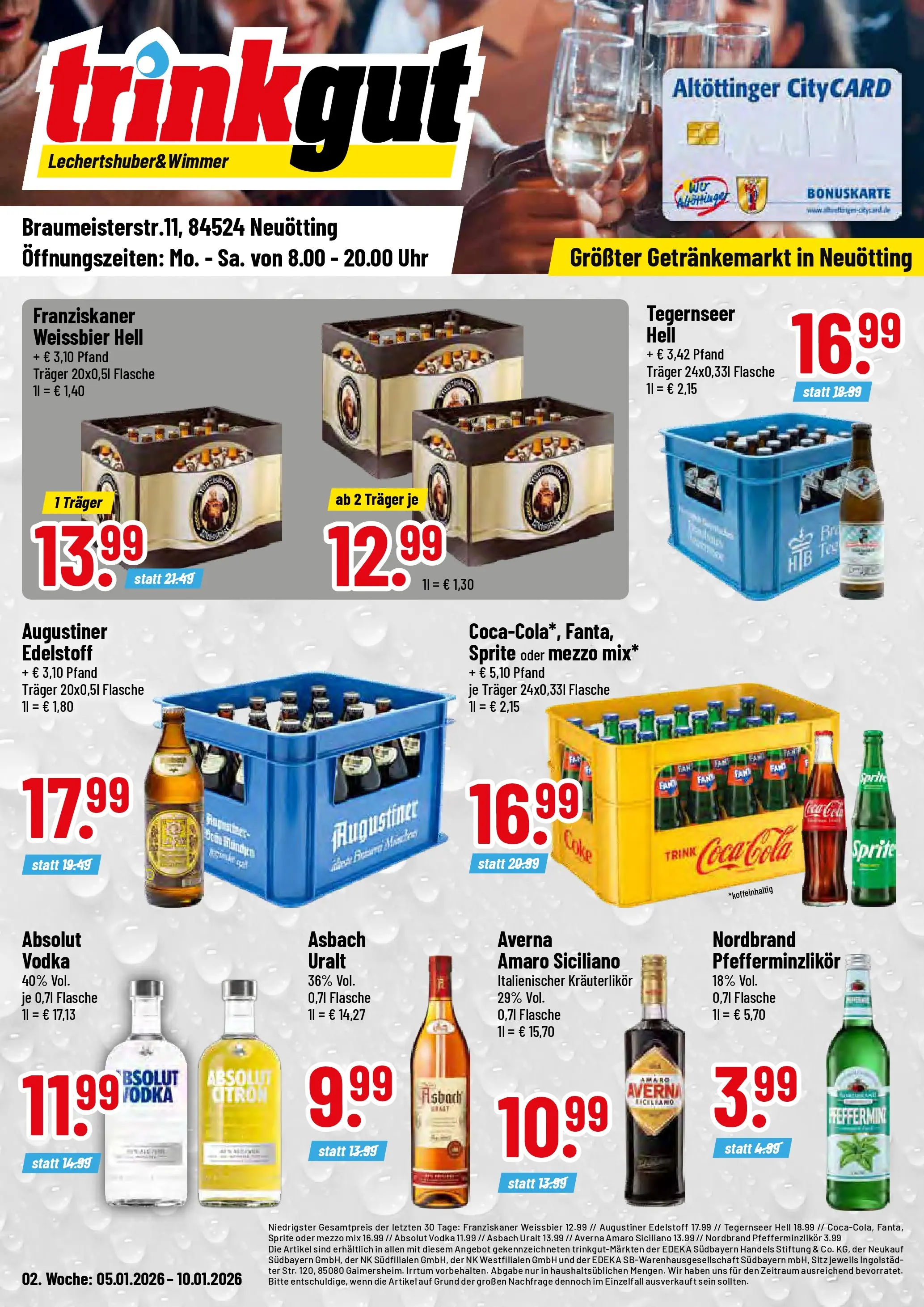Trinkgut - trinkgut: Wochenangebote (ab 05.01.2026) » Angebote online | Seite: 1 | Produkte: Sprite, Vodka, Uhr, Asbach