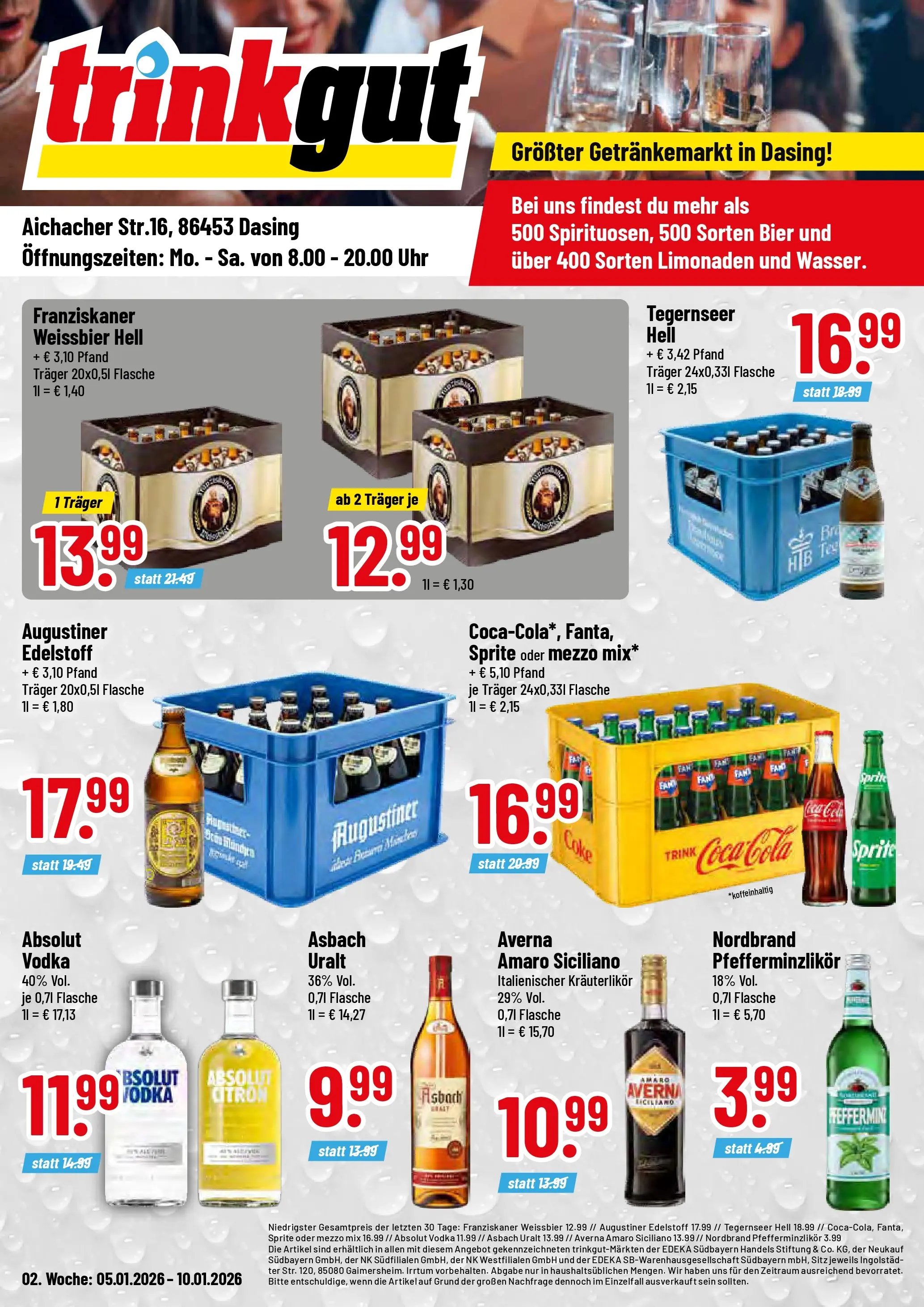 Trinkgut - trinkgut: Wochenangebote (ab 05.01.2026) » Angebote online | Seite: 1 | Produkte: Franziskaner, Mezzo mix, Bier, Uhr