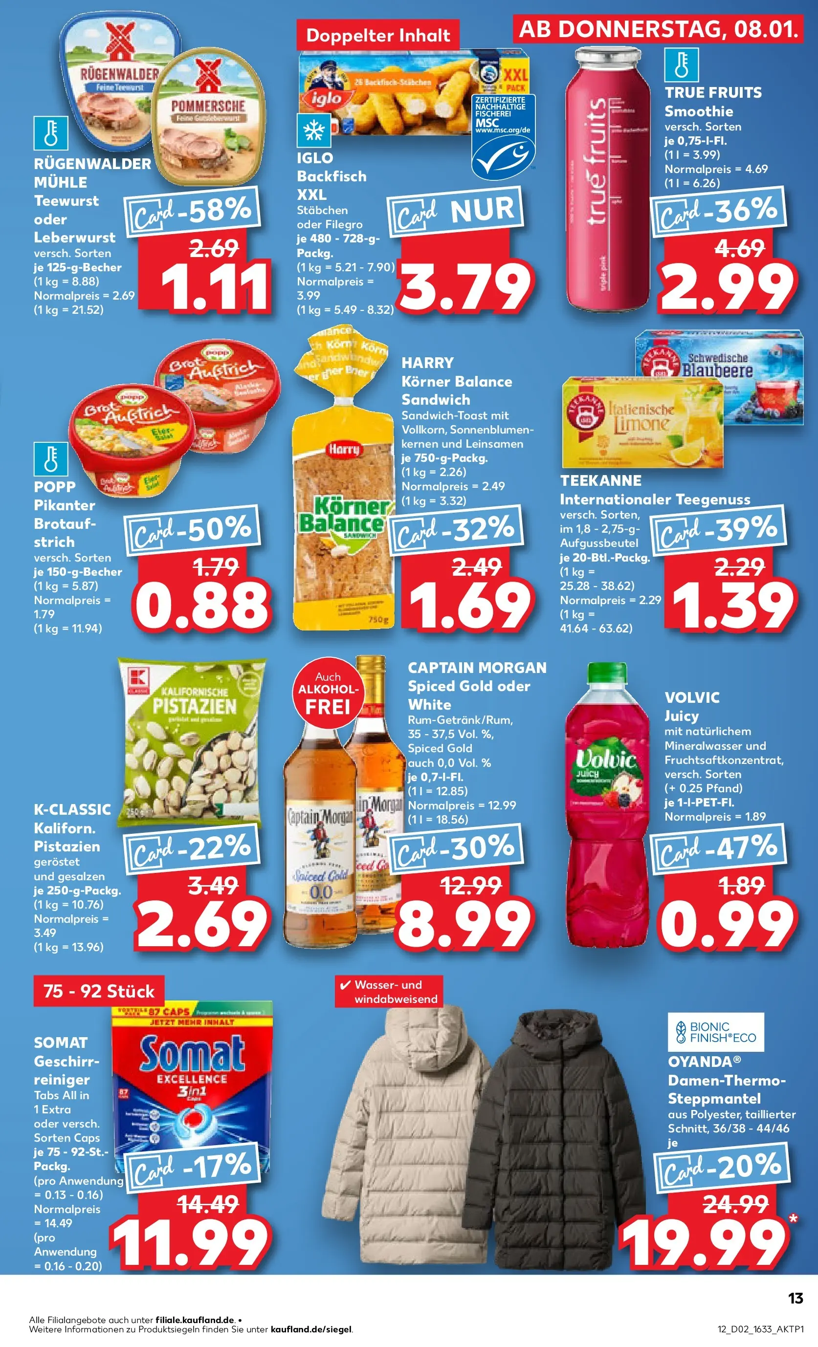 Prospekt Kaufland ab 08.01.2026 » Angebote Online zum Blättern | Seite: 13 | Produkte: Steppmantel, Mühle, Wasser, Brot