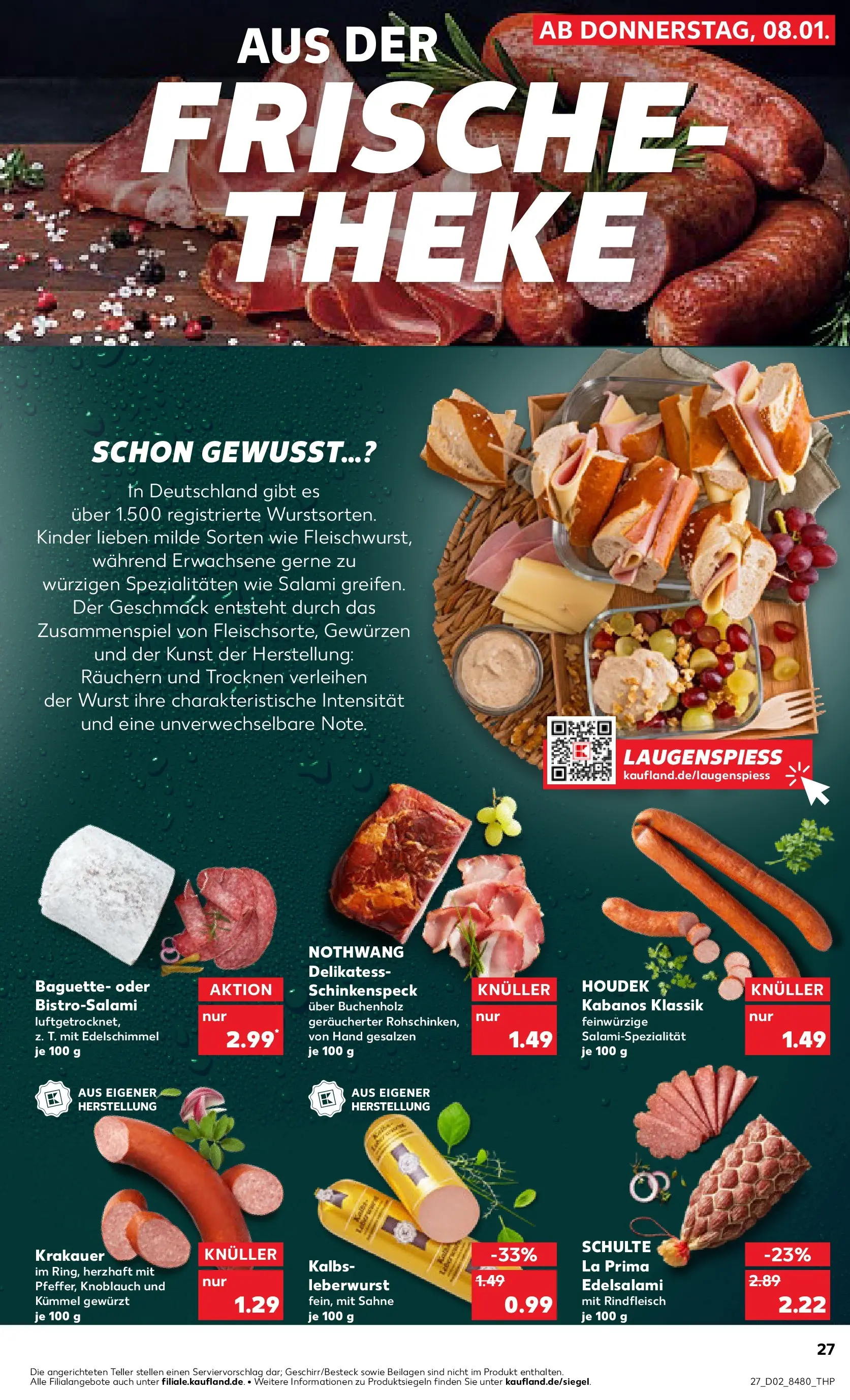 Prospekt Kaufland ab 08.01.2026 » Angebote Online zum Blättern | Seite: 27 | Produkte: Theke, Baguette, Rindfleisch, Sahne