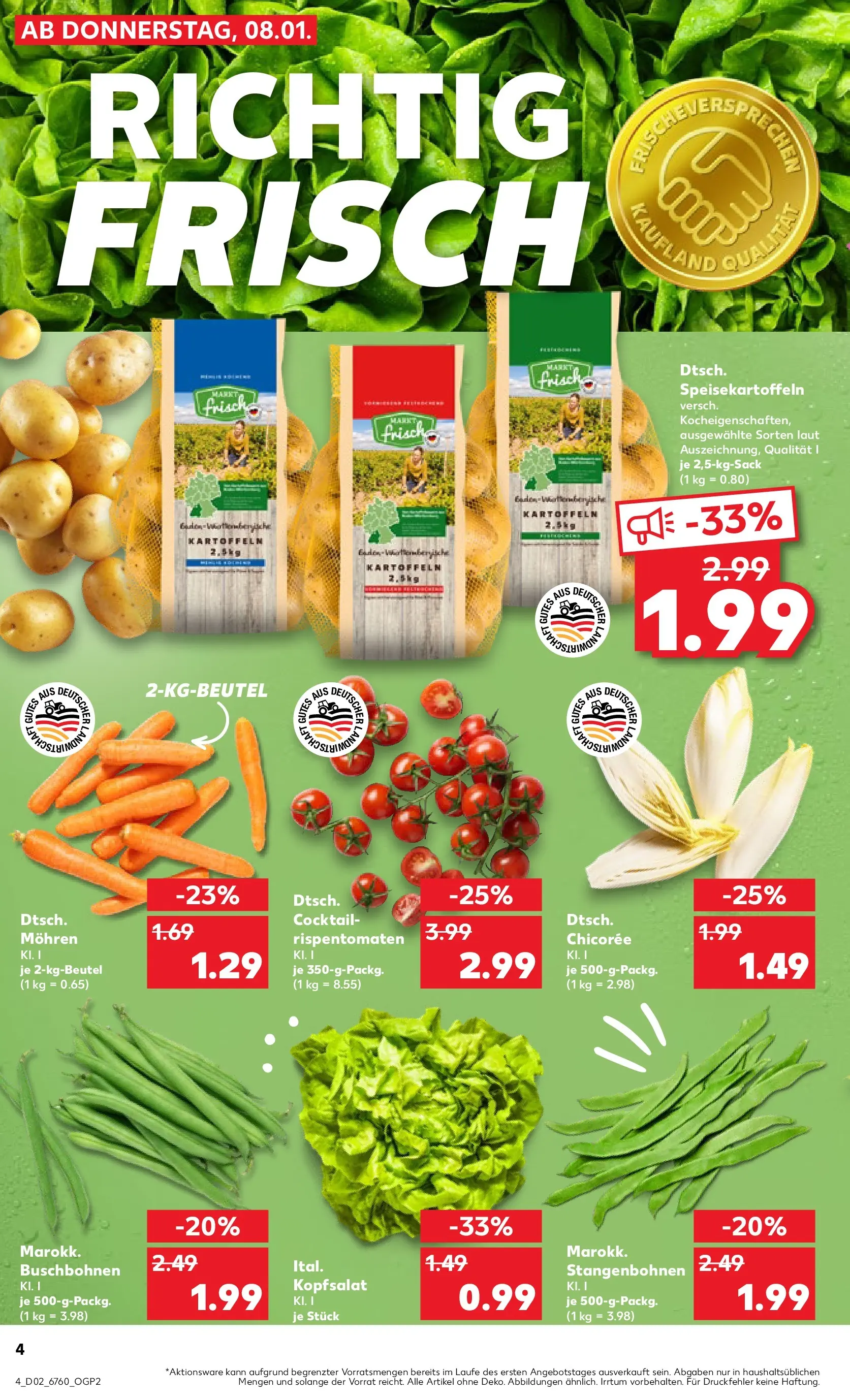 Prospekt Kaufland ab 08.01.2026 » Angebote und Werbung Online | Seite: 4 | Produkte: Mohren, Kartoffeln Prospekt Kaufland ab 08.01.2026 » Angebote Online zum Blättern | Seite: 4 | Produkte: Mohren, Kartoffeln