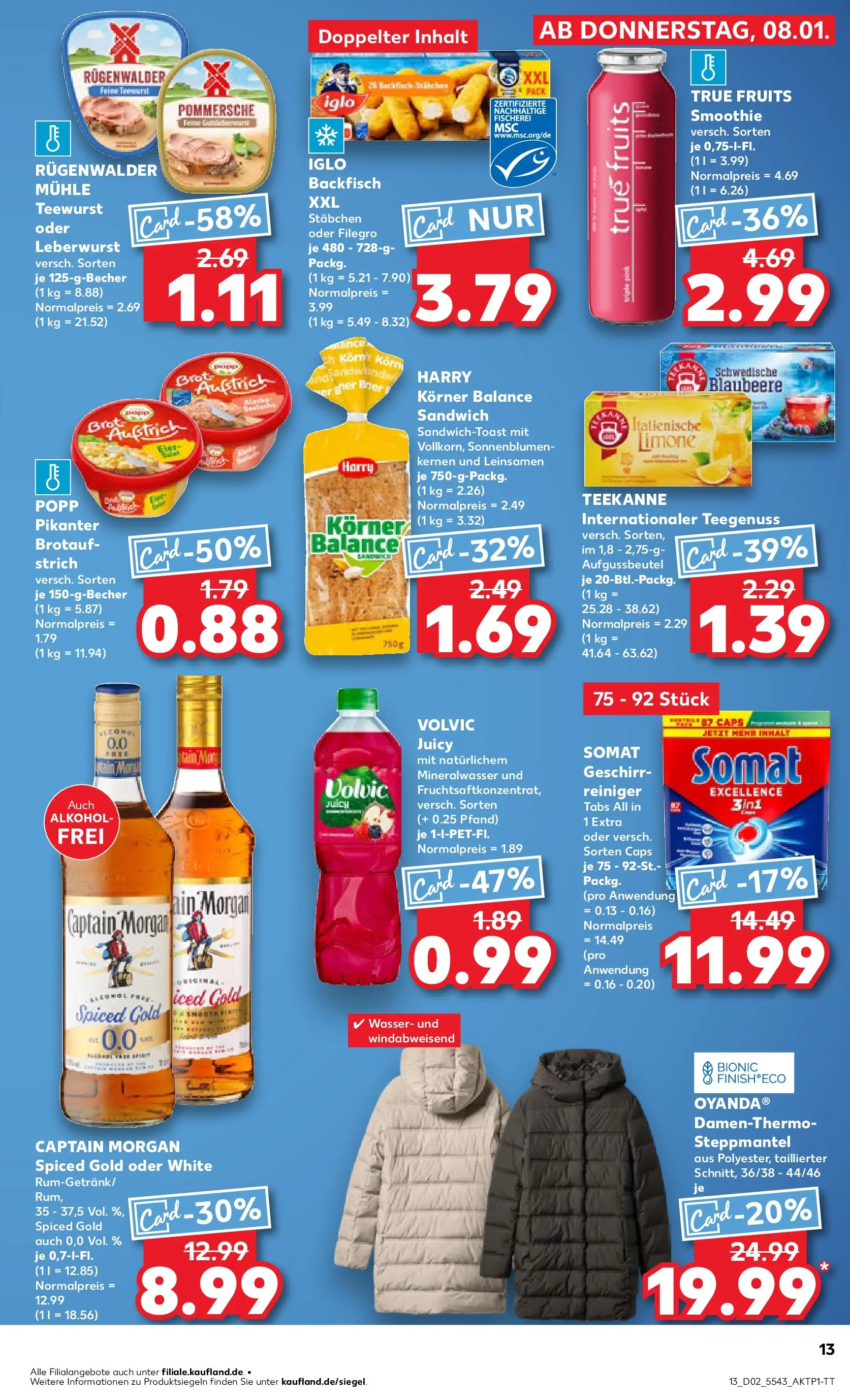 Prospekt Kaufland ab 08.01.2026 » Angebote Online zum Blättern | Seite: 13 | Produkte: Steppmantel, Iglo, Teekanne, Volvic