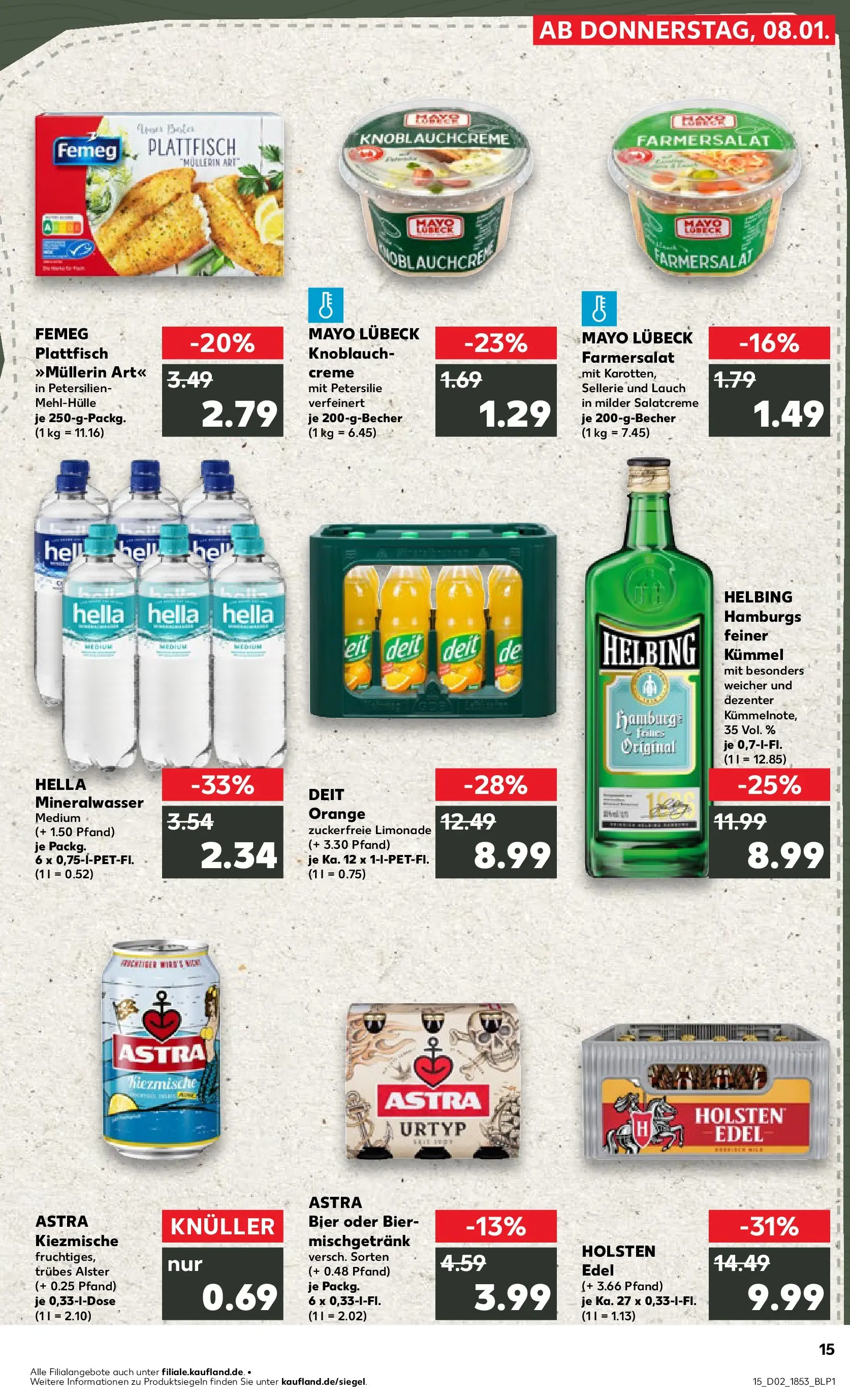 Prospekt Kaufland ab 08.01.2026 » Angebote Online zum Blättern | Seite: 15 | Produkte: Holsten, Creme, Hella, Knoblauch