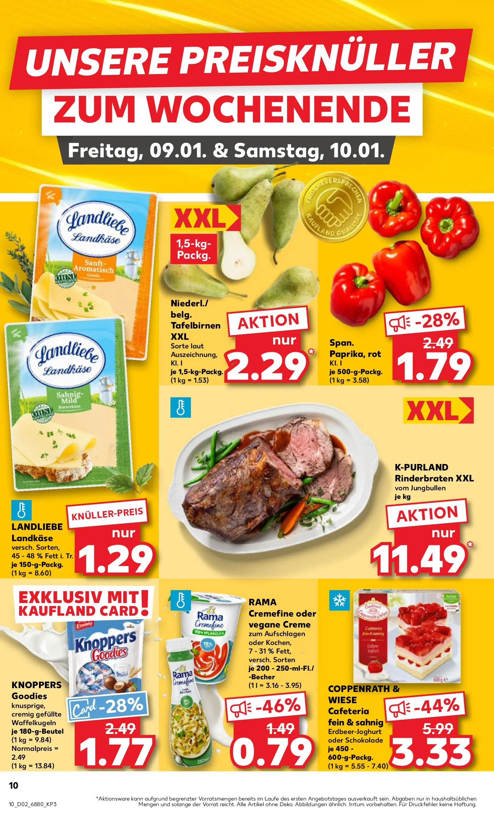 Prospekt Kaufland ab 08.01.2026 » Angebote Online zum Blättern | Seite: 10 | Produkte: Rinderbraten, Schokolade, Creme, Knoppers