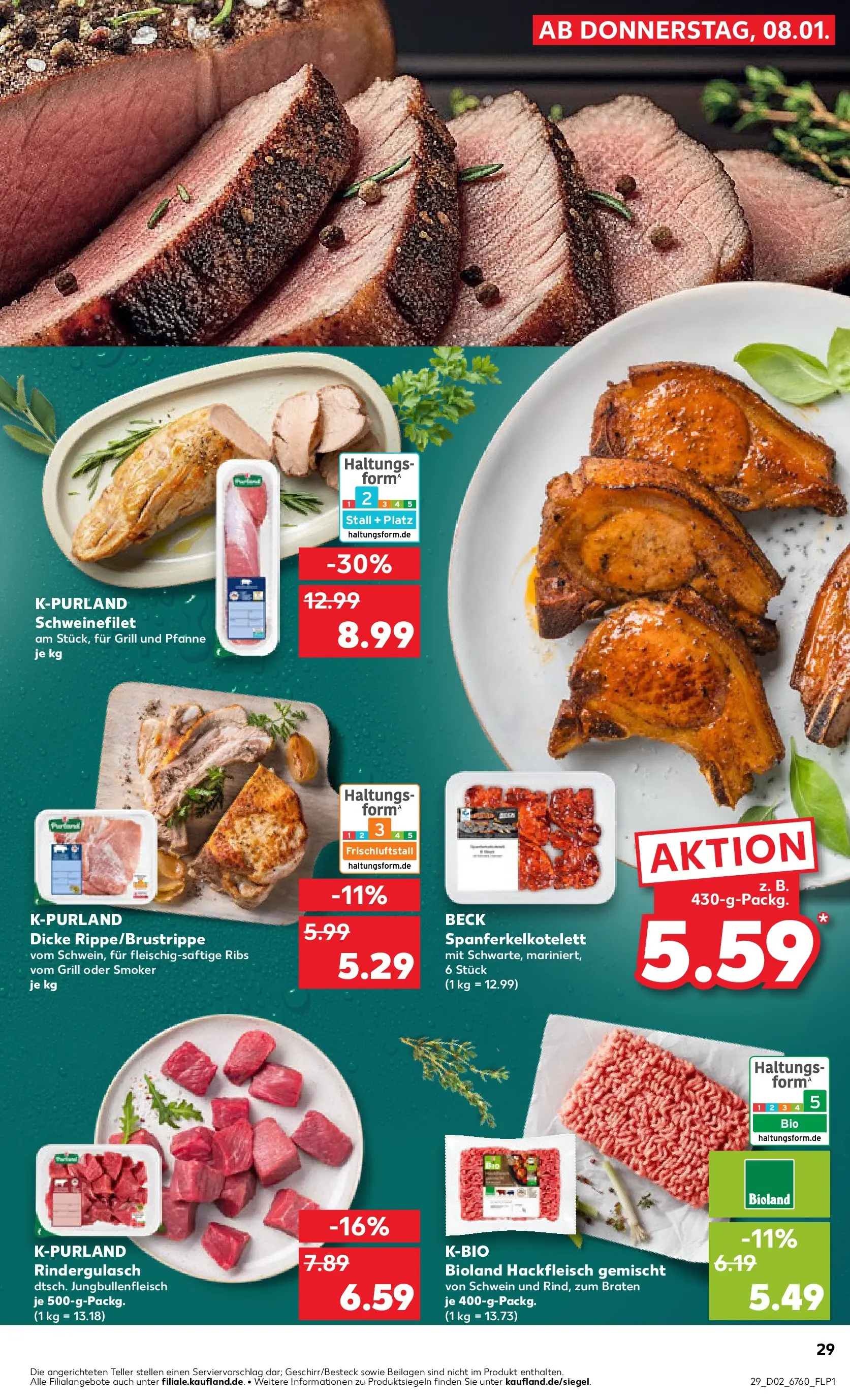 Prospekt Kaufland ab 08.01.2026 » Angebote Online zum Blättern | Seite: 29 | Produkte: Grill, Rindergulasch, Schweinefilet, Hackfleisch