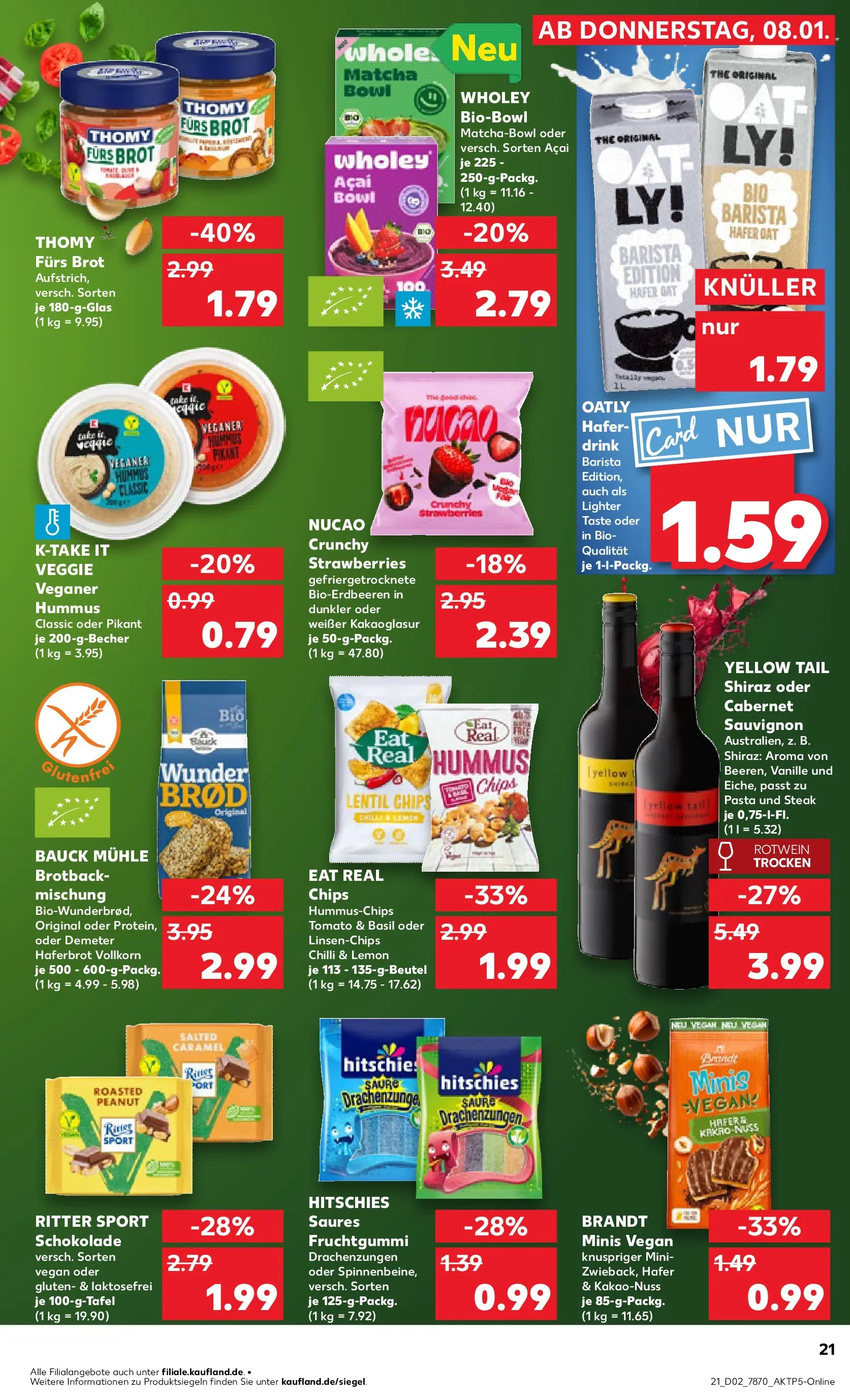 Prospekt Kaufland ab 08.01.2026 » Angebote Online zum Blättern | Seite: 21 | Produkte: Mühle, Schokolade, Rotwein, Ritter sport