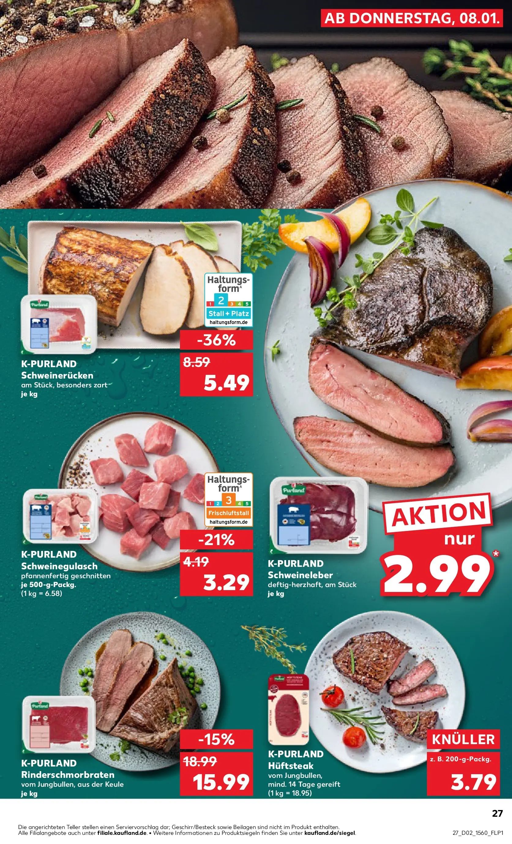 Prospekt Kaufland ab 08.01.2026 » Angebote und Werbung Online | Seite: 27 | Produkte: Schweinegulasch, Schweinerucken, Steak Prospekt Kaufland ab 08.01.2026 » Angebote Online zum Blättern | Seite: 27 | Produkte: Schweinegulasch, Schweinerucken, Steak