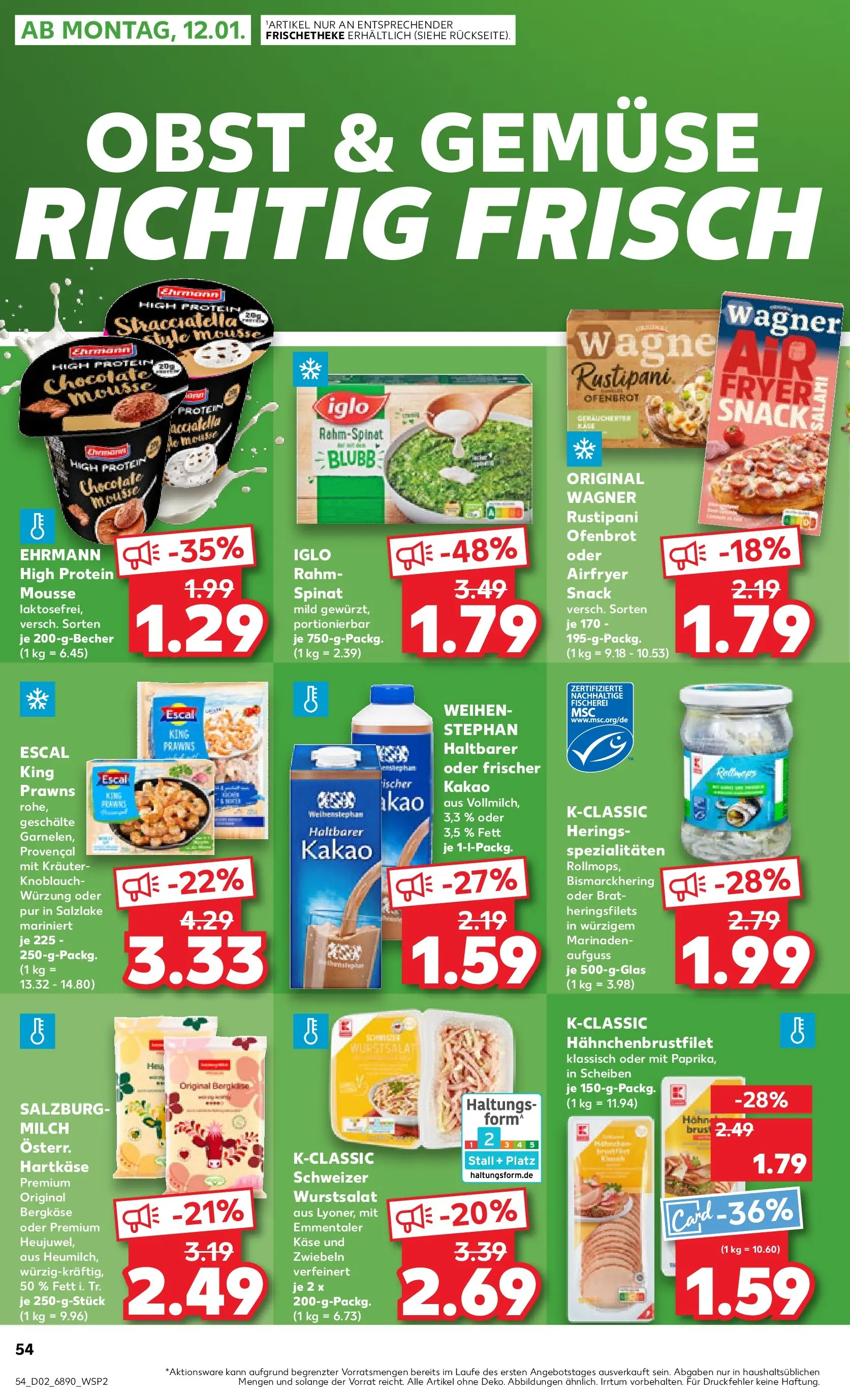 Prospekt Kaufland ab 08.01.2026 » Angebote Online zum Blättern | Seite: 54 | Produkte: Milch, Gemüse, Knoblauch, Pizza
