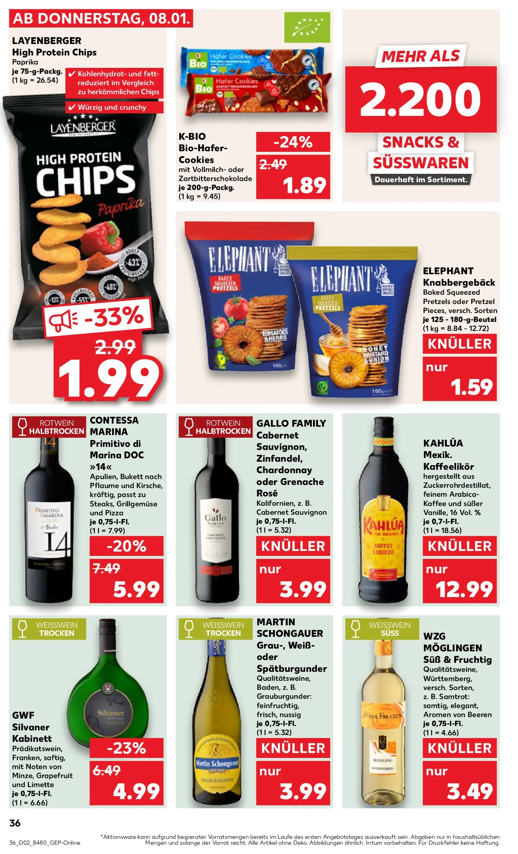 Prospekt Kaufland ab 08.01.2026 » Angebote Online zum Blättern | Seite: 36 | Produkte: Weißwein, Weißwein trocken, Paprika, Chips