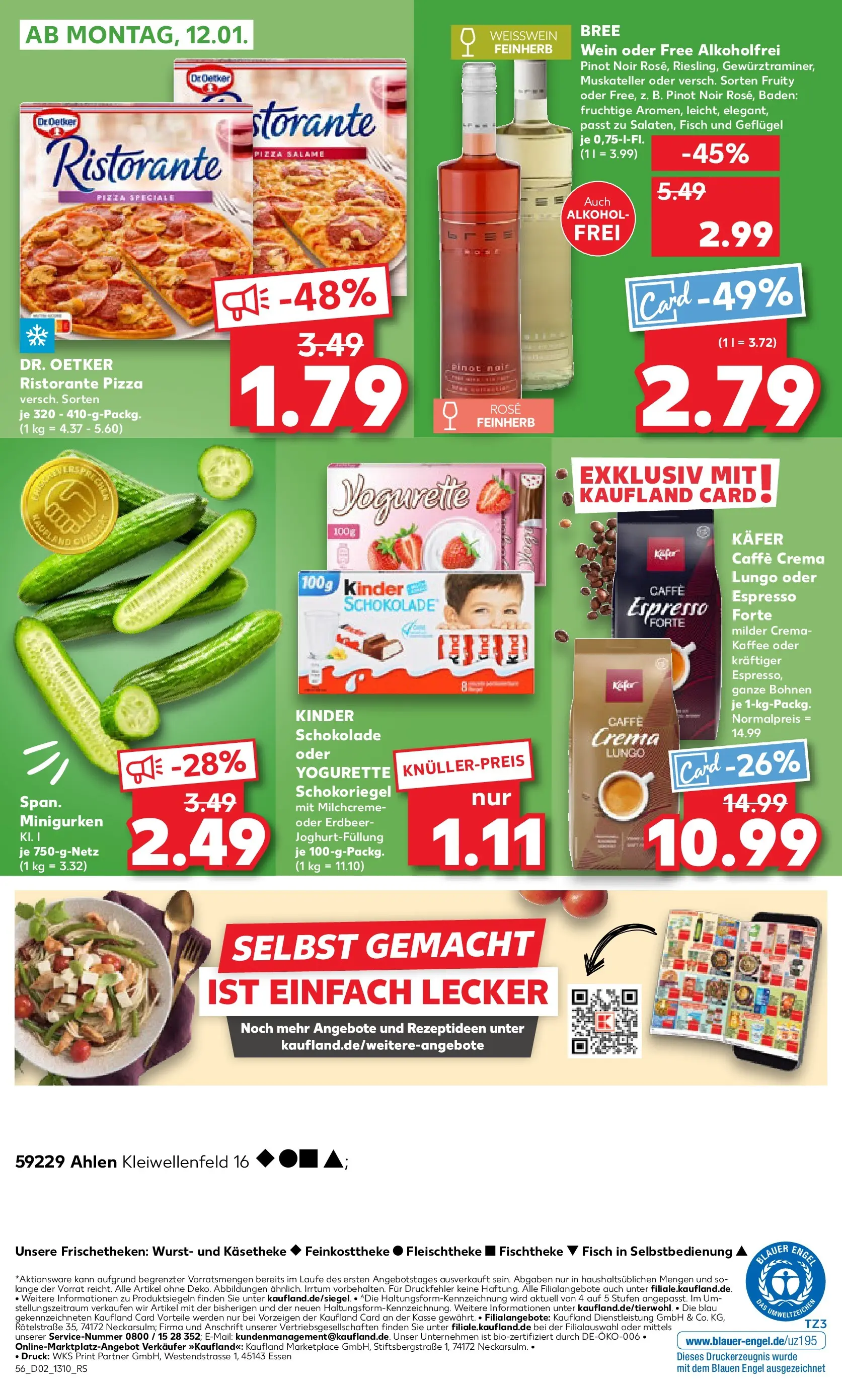 Prospekt Kaufland ab 08.01.2026 » Angebote und Werbung Online | Seite: 56 | Produkte: Kaffee, Weißwein, Bree, Pizza Prospekt Kaufland ab 08.01.2026 » Angebote Online zum Blättern | Seite: 56 | Produkte: Kaffee, Weißwein, Bree, Pizza