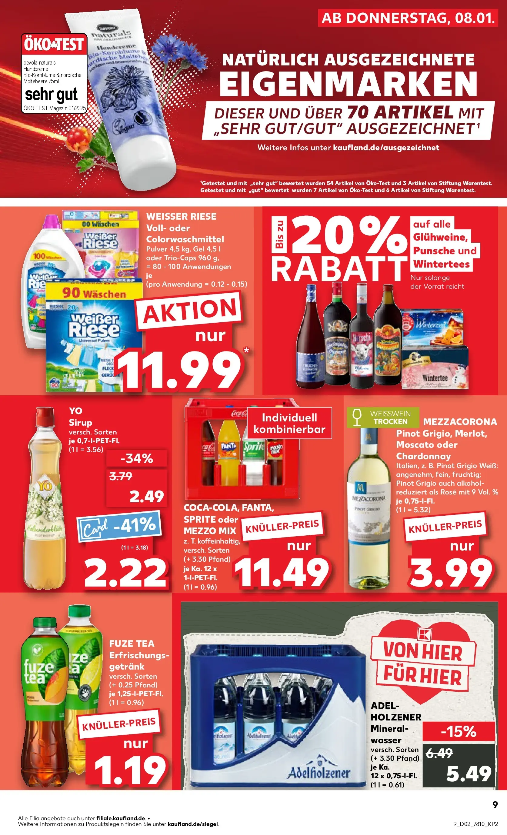 Prospekt Kaufland ab 08.01.2026 » Angebote Online zum Blättern | Seite: 9 | Produkte: Fuze tea, Sprite, Weißwein, Sirup